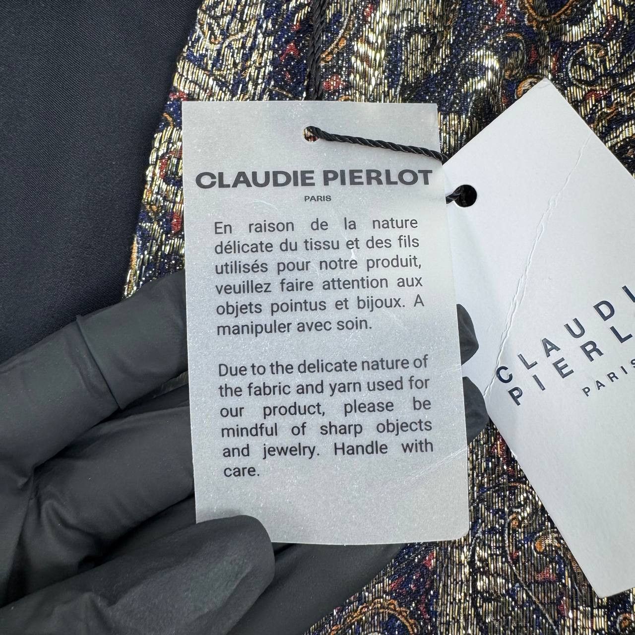 Other Claudie Pierlot Paris Dress Womens Metallic Jacquard Wrap 36 Size XS / US 0-2 / IT 36-38 - 7 Thumbnail