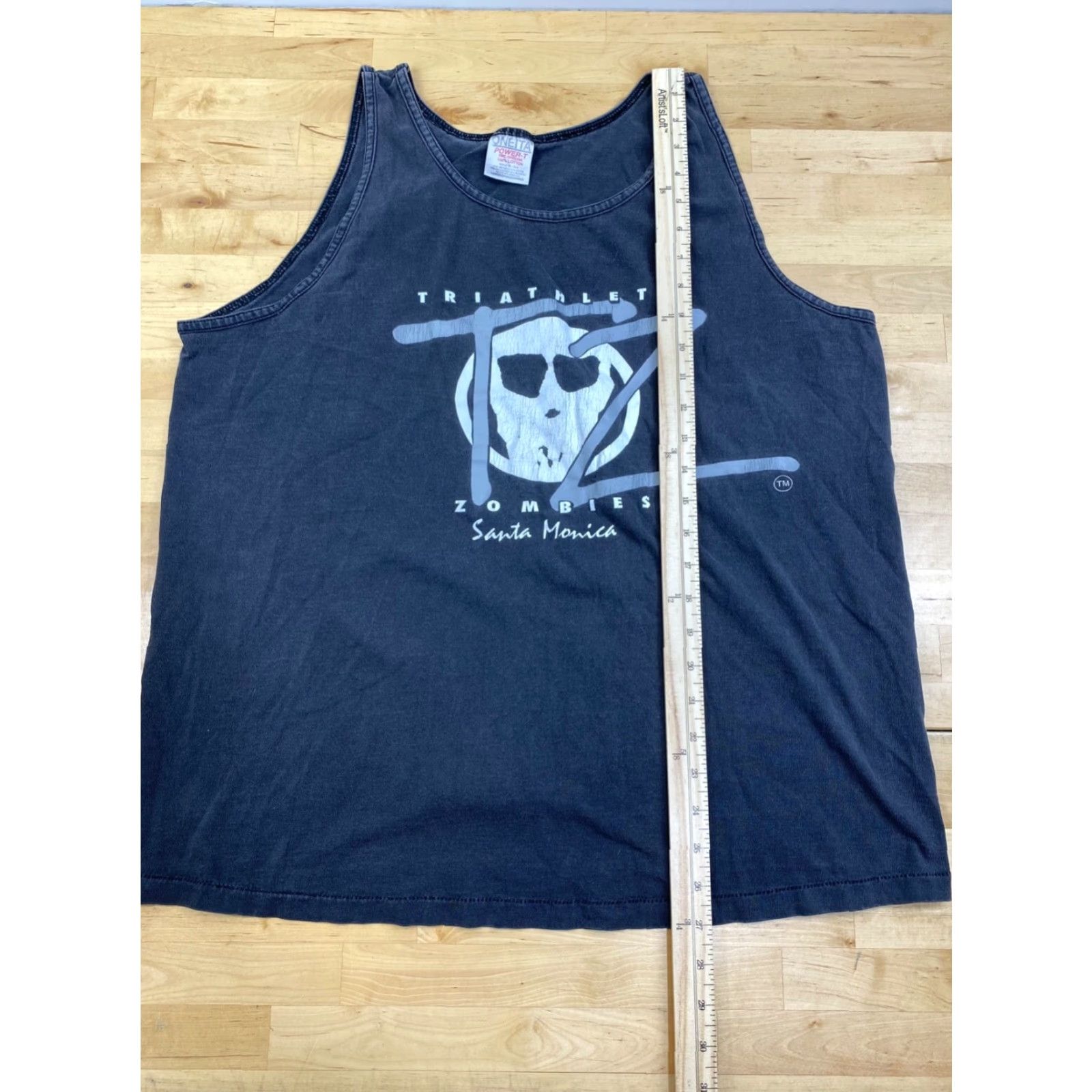 Vintage VINTAGE Tank Top Mens L Black Triatlete Zombies Santa Monica Made in USA 10132 Size US L / EU 52-54 / 3 - 3 Thumbnail