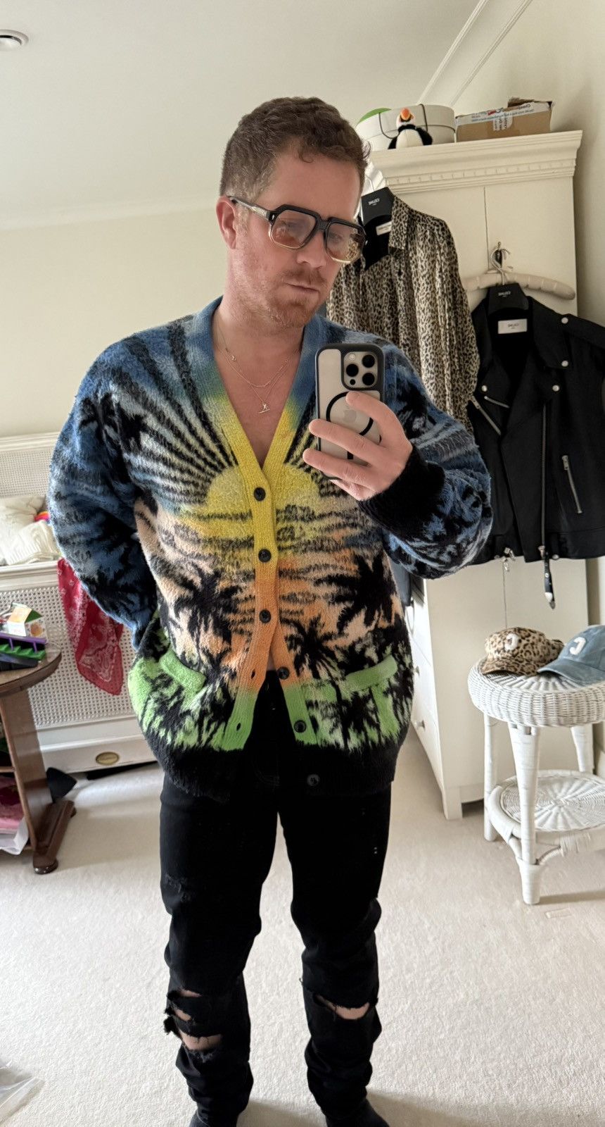 Celine $2.3k SS23 Celine 1 of 1 sample jaquard sunset cardigan Hedi Size US M / EU 48-50 / 2 - 3 Thumbnail