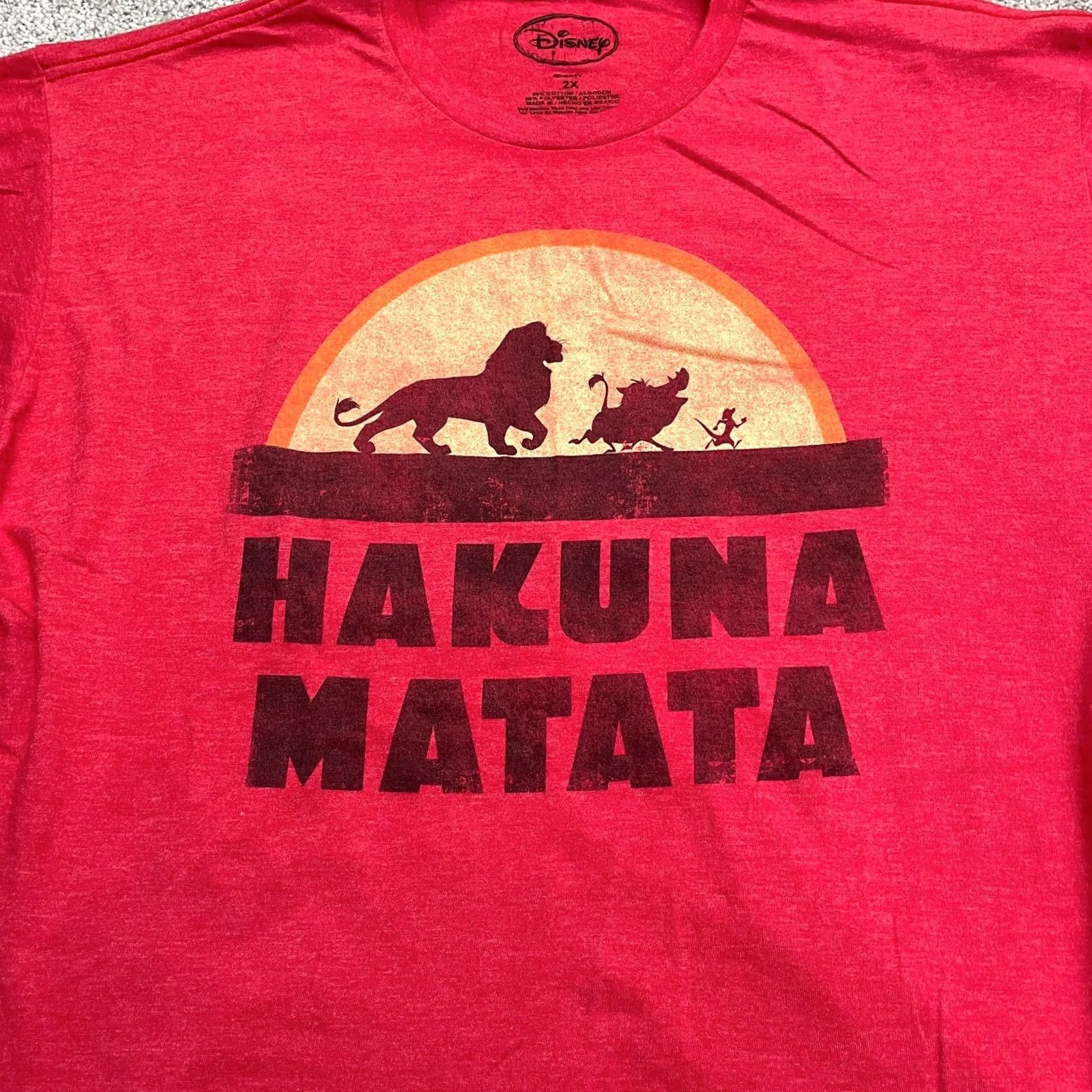 Disney Disney Lion King Hakuna Matata T-Shirt Women 2X Red Crew Neck Graphic Casual Tee Size XXL / US 16-18 / IT 52-54 - 3 Thumbnail
