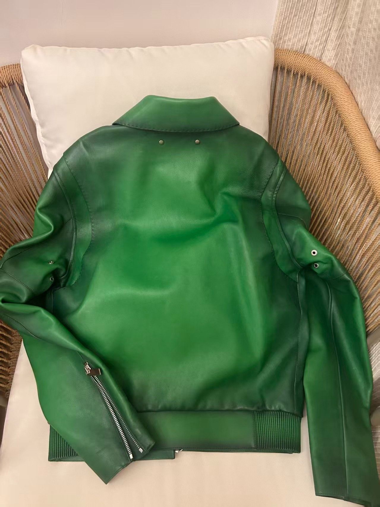 Berluti Berluti Green Leather Biker Jacket Size US S / EU 44-46 / 1 - 7 Thumbnail