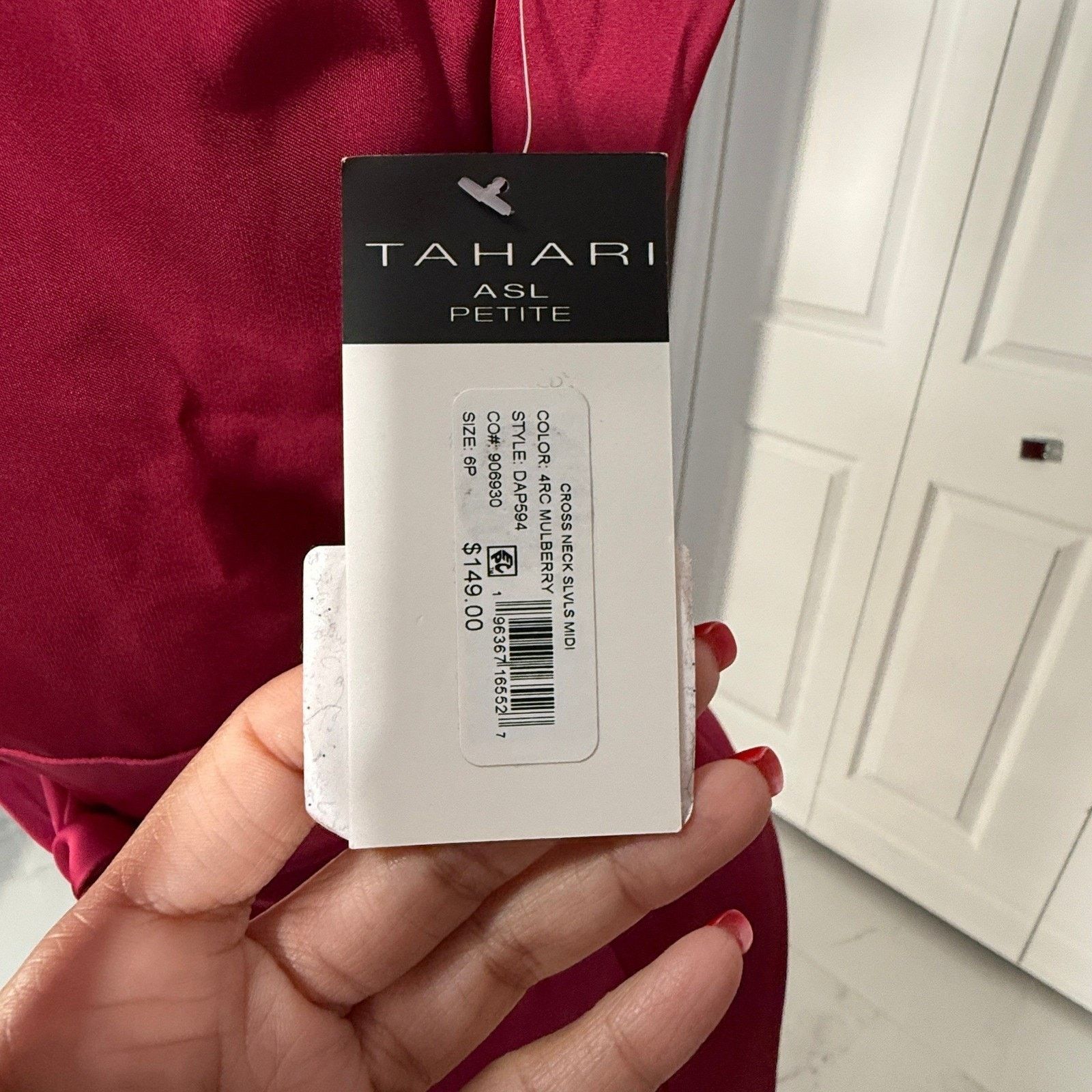 Other Tahari ASL Petite Red Twist Neck Sleeveless Midi Dress Size M / US 6-8 / IT 42-44 - 5 Thumbnail