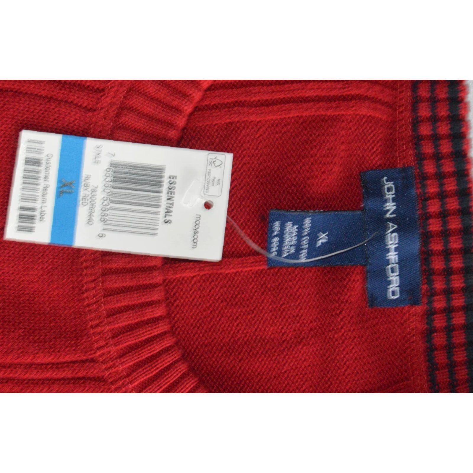 Vintage John Ashford Sweater Men XL Red Cotton Crewneck Ribbed Pullover Solid Classic Preppy Mens Size US XL / EU 56 / 4 - 3 Thumbnail