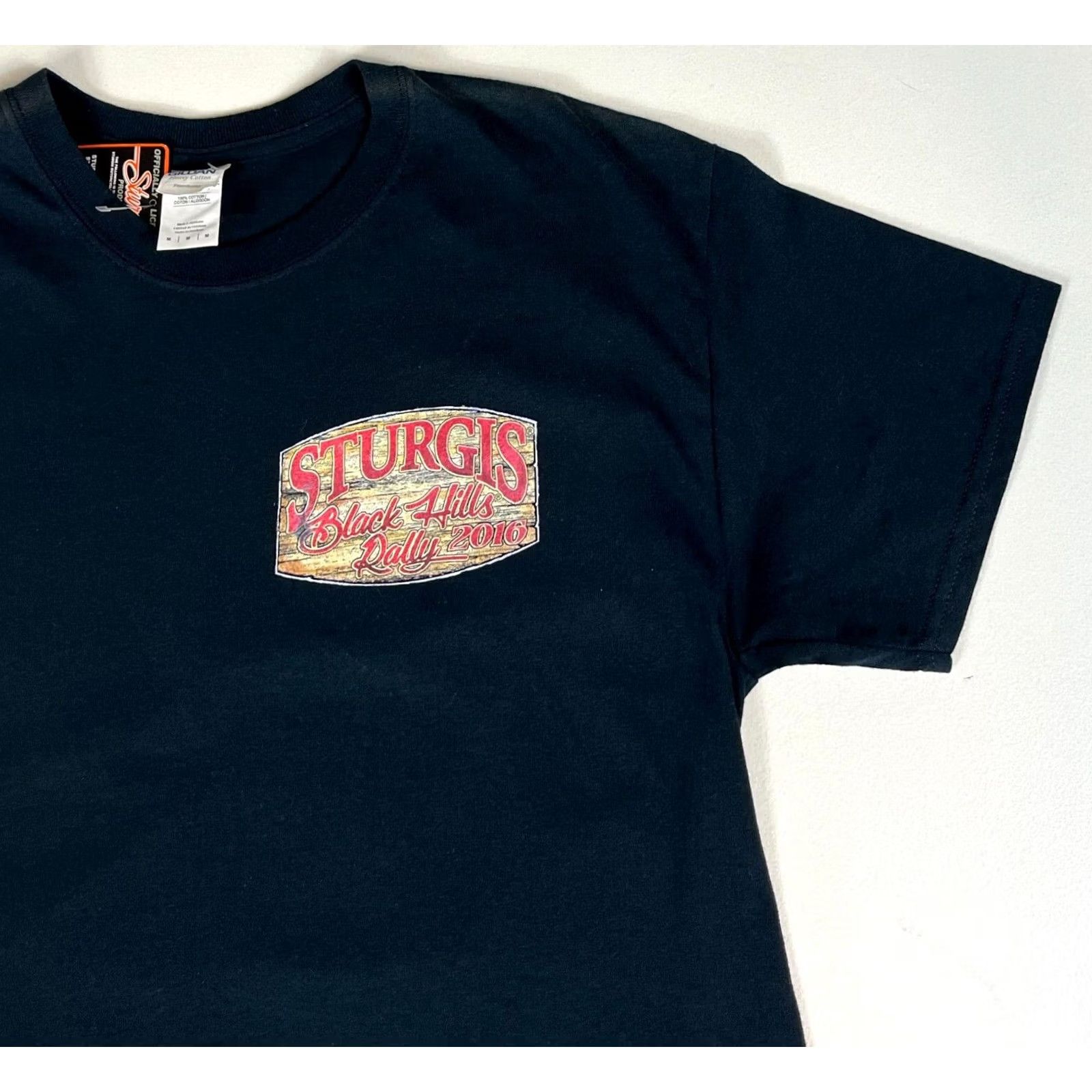 Gildan NWT 2016 Sturgis Black Hills Rally T-Shirt Double-Sided Sz M Gildan Men Cotton Black Size M T-Shirt Motorcycle Vintage/Pre-Owned Approved Size US M / EU 48-50 / 2 - 4 Thumbnail