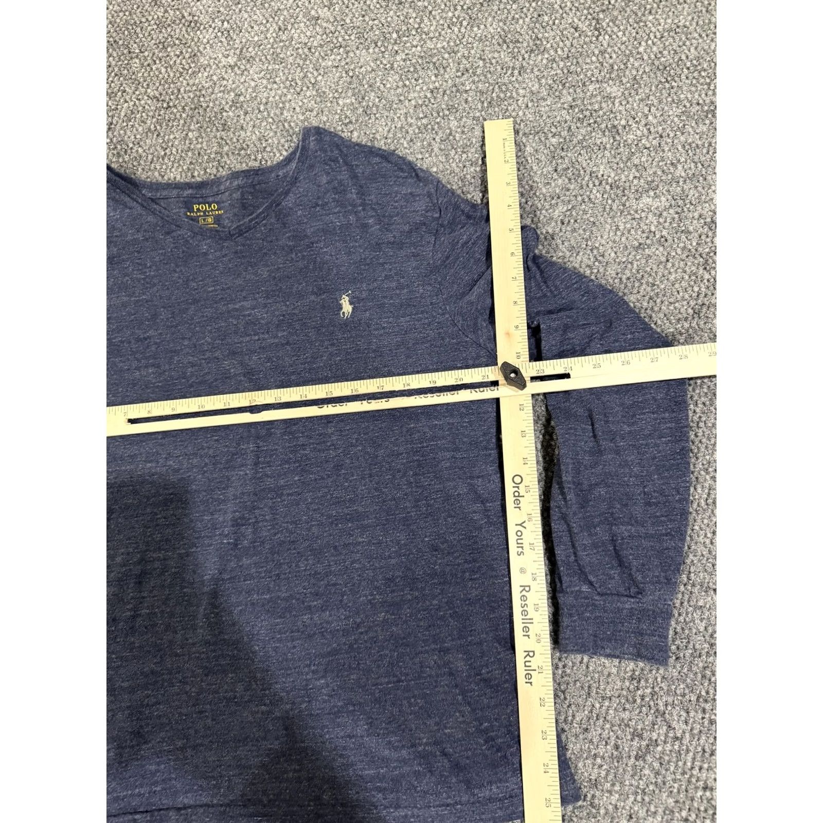 Polo Ralph Lauren Polo Ralph Lauren Shirt Mens L Blue Long Sleeve V-Neck Logo Tee T-Shirt Size US L / EU 52-54 / 3 - 6 Thumbnail