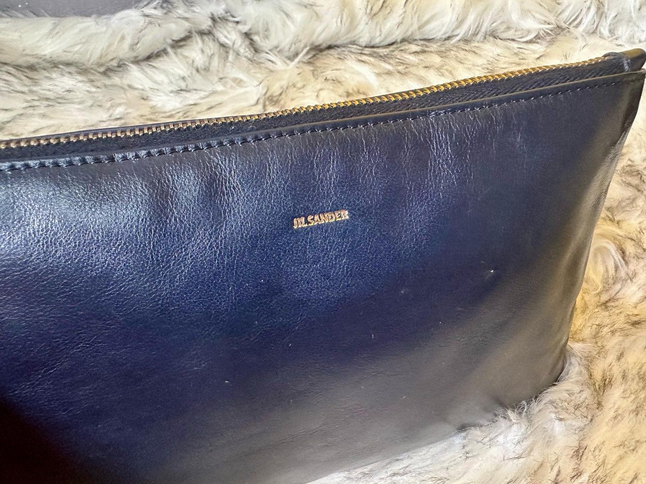 Jil Sander Authentic Jil Sander Navy Blue Leather Clutch Bag Size ONE SIZE - 7 Thumbnail