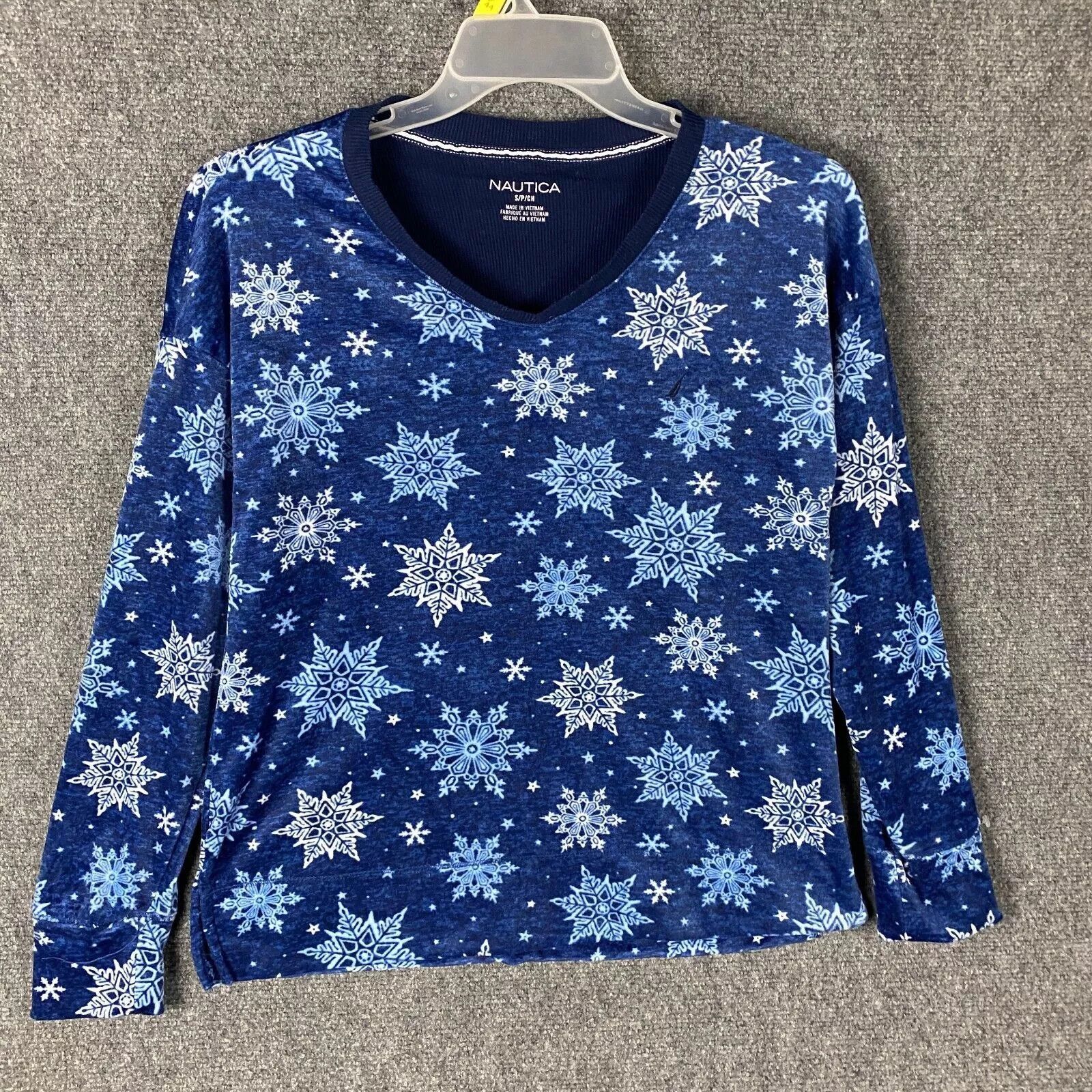 Nautica Nautica Sleep Shirt Women's Small Fleece Snowflakes S Size S / US 4 / IT 40 - 1 Thumbnail