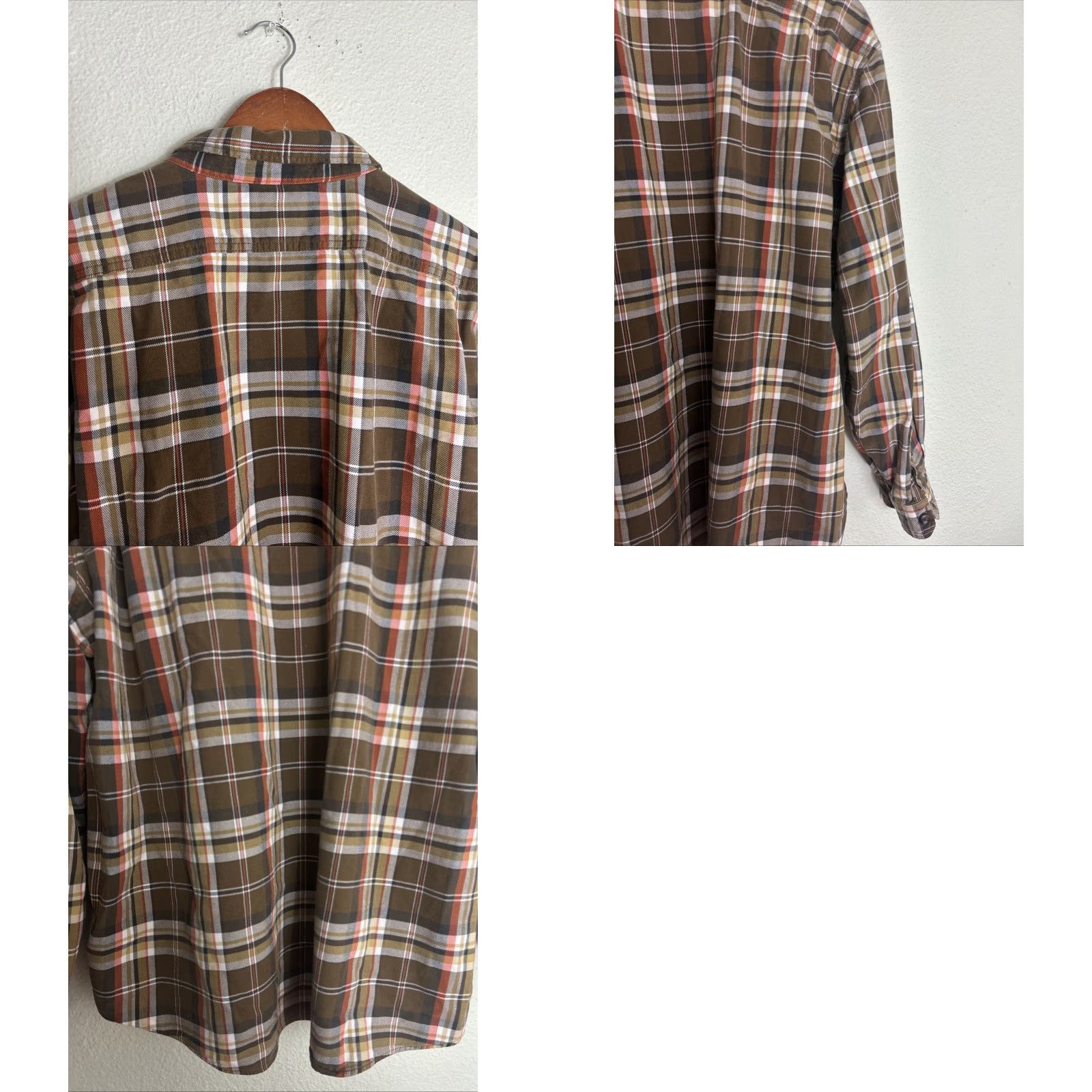 Eddie Bauer Eddie Bauer Mens XL Long Sleeve Plaid Flannel Shirt Orange Brown Cotton Size US XL / EU 56 / 4 - 9 Thumbnail