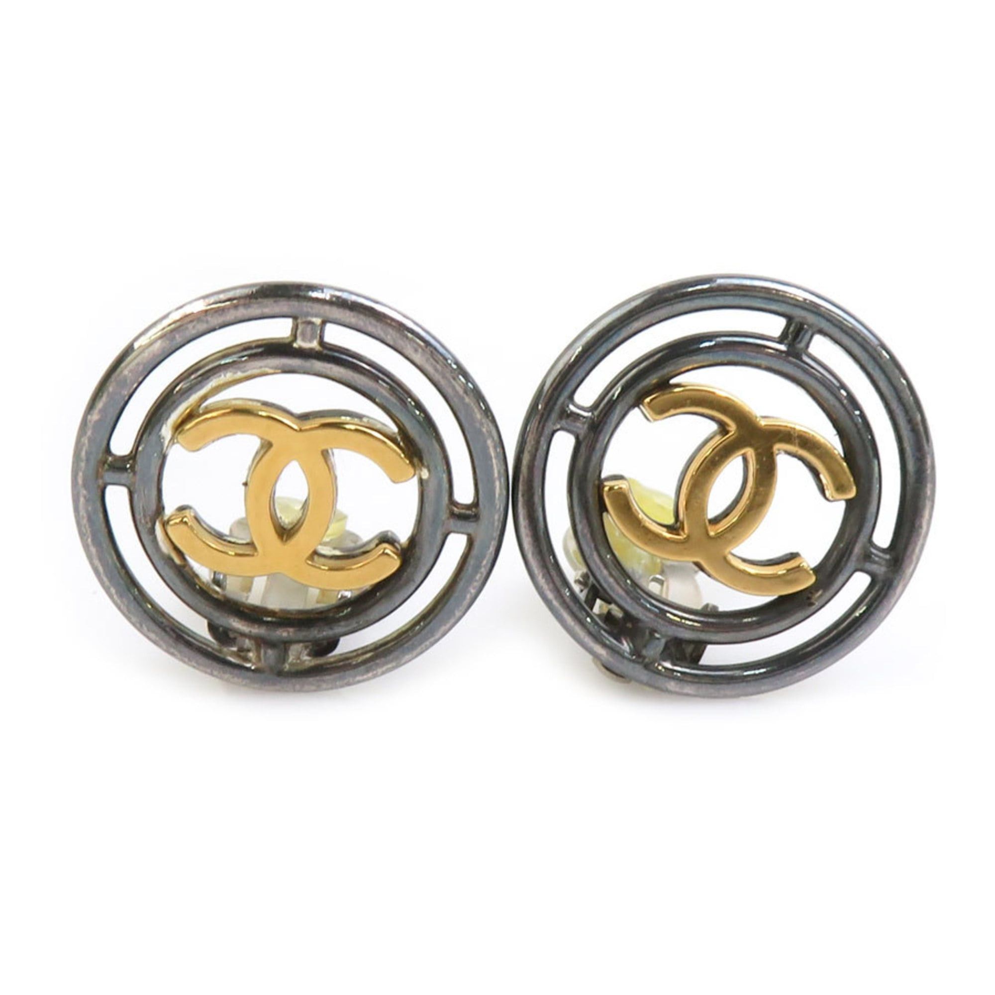 Chanel CHANEL Coco Mark Metal Gunmetal Gold Earrings for Women, Free Shipping, e61569a Size ONE SIZE - 1 Thumbnail