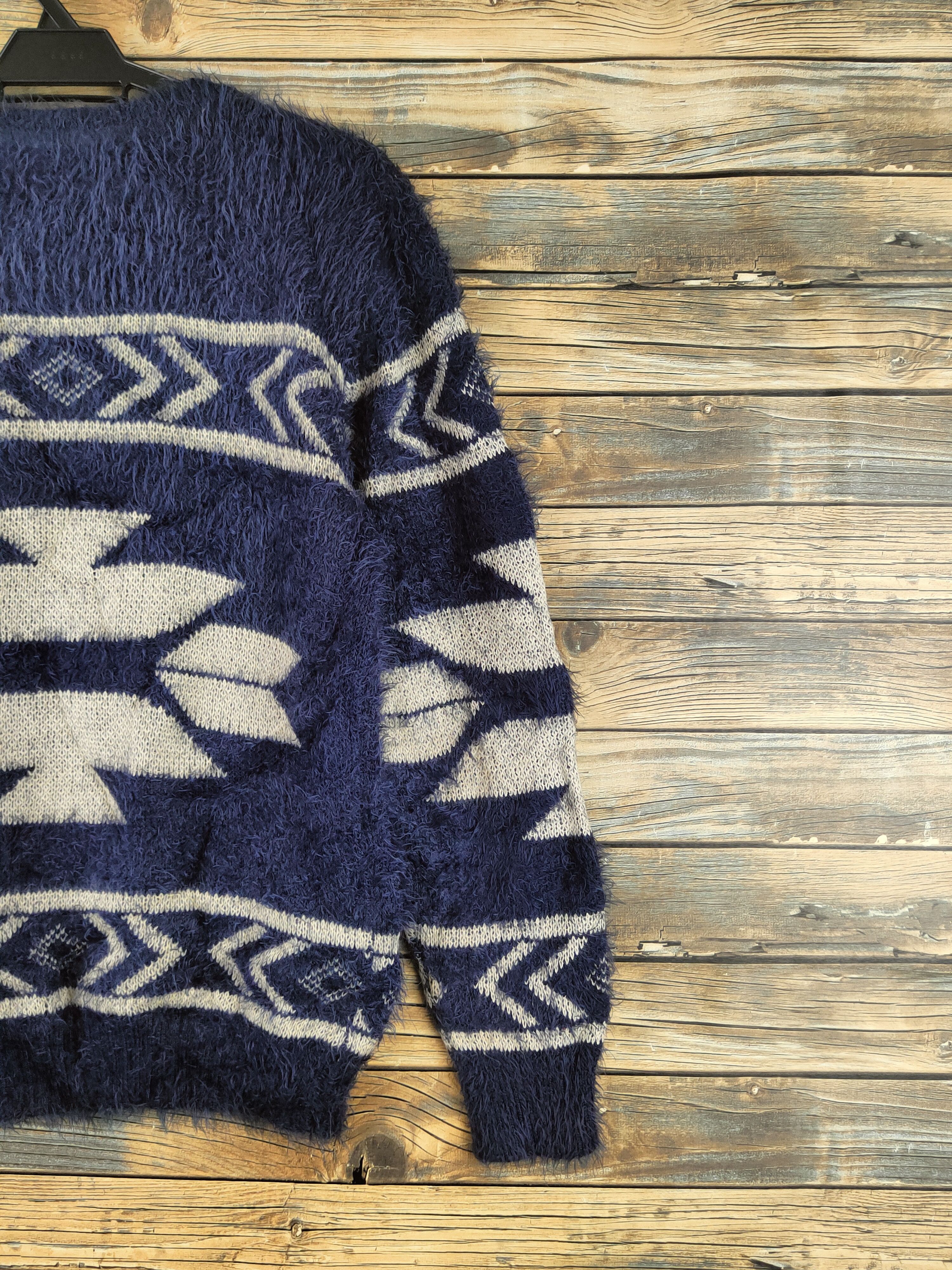 Japanese Brand DL Revo Navy Fur Mohair shaggy Knitwear Sweatshirts #46-386 Size US S / EU 44-46 / 1 - 9 Thumbnail