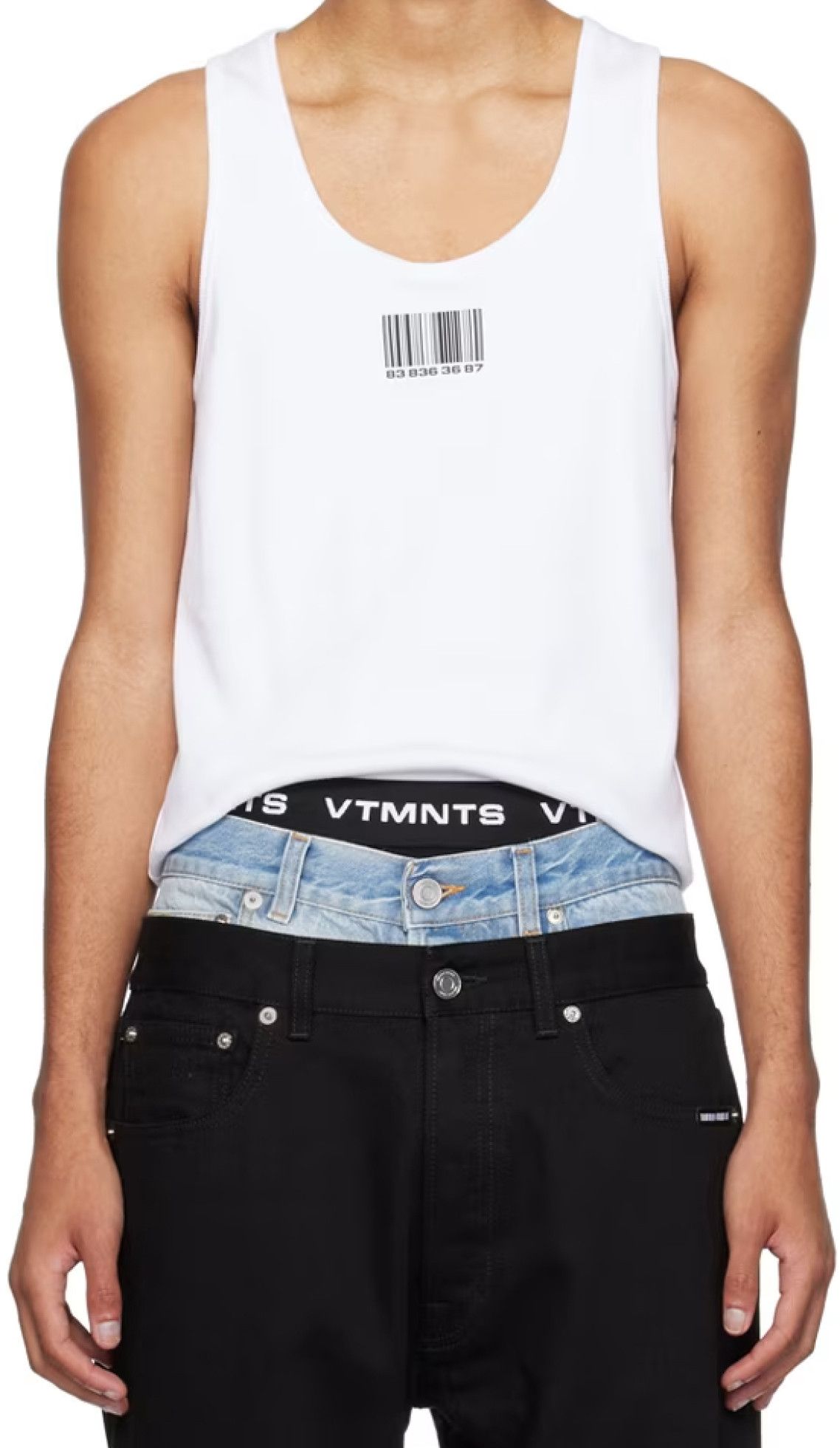 image of Vtmnts White Barcode Tank Top, Men's (Size Medium)