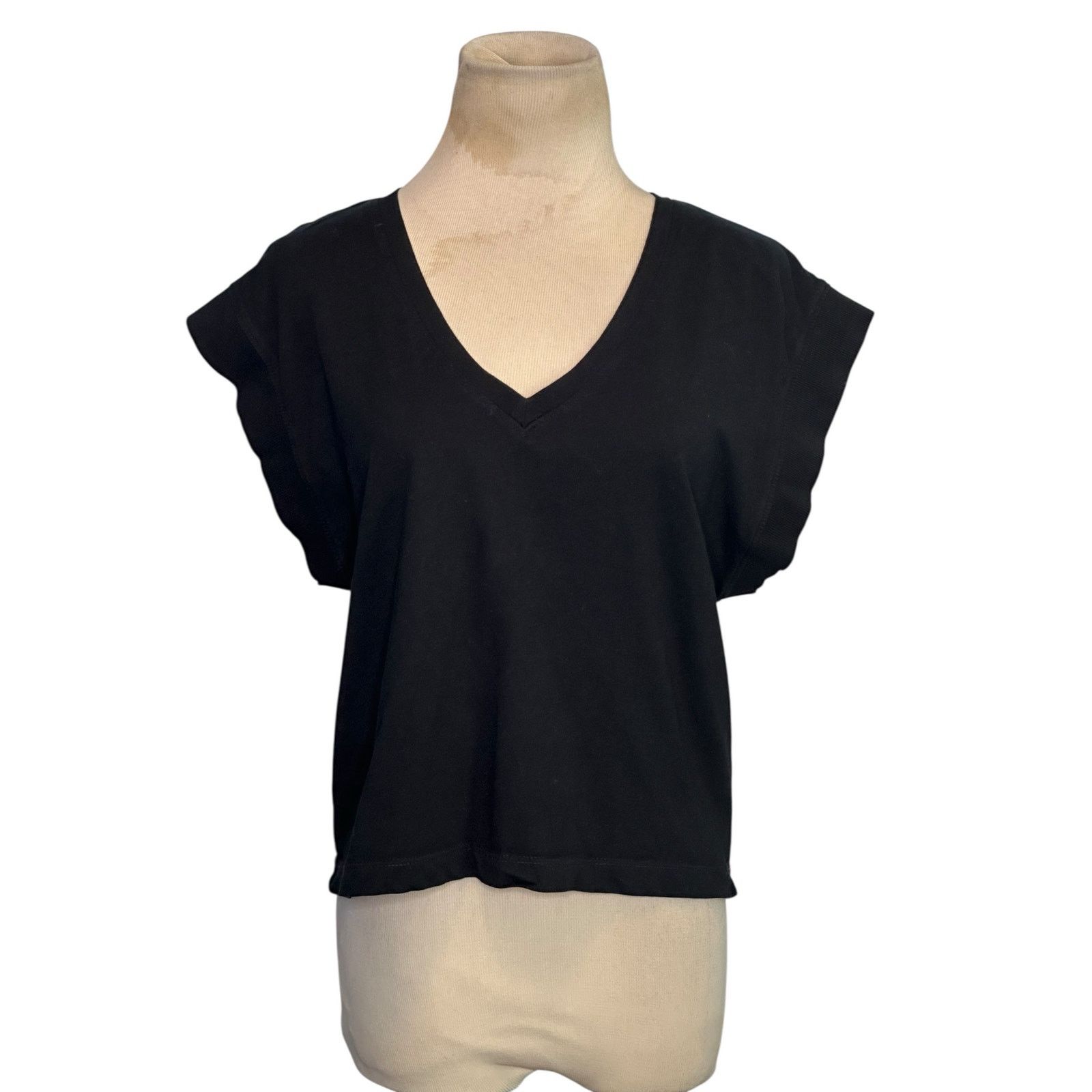 Zara Zara black short sleeves V neck top size XS Size XS / US 0-2 / IT 36-38 - 1 Thumbnail