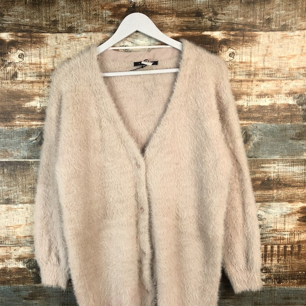 Japanese Brand DL Ingni Brown fur shaggy mohair Cardigan Knitwear #C365 Size M / US 6-8 / IT 42-44 - 2 Thumbnail