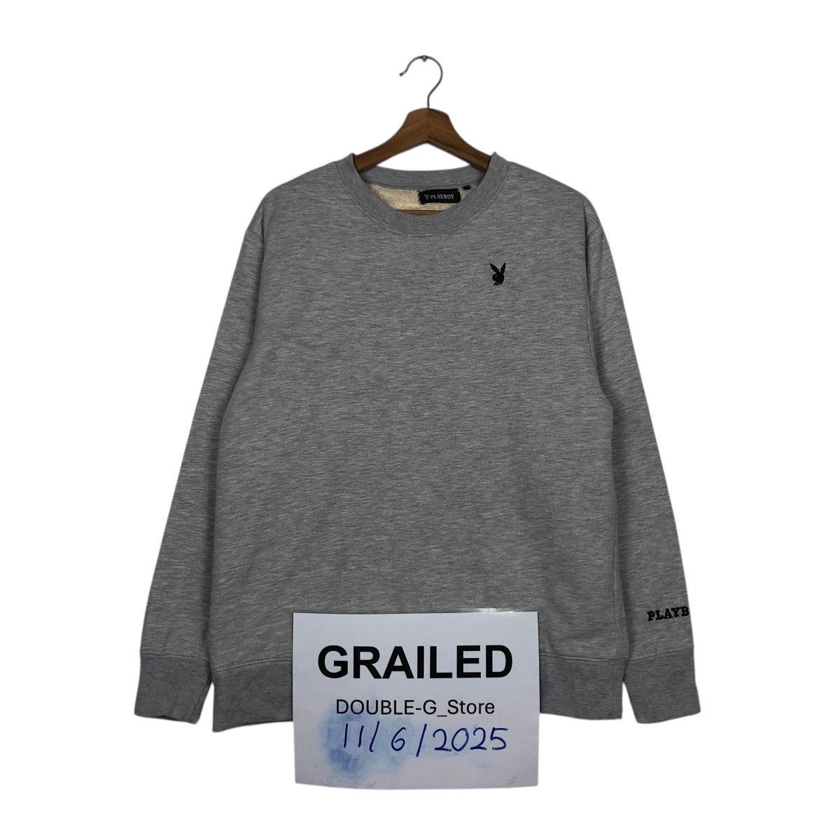 Japanese Brand Playboy Bunny Logo Sweatshirt Gray Long Sleeve Crewneck Size US L / EU 52-54 / 3 - 1 Thumbnail