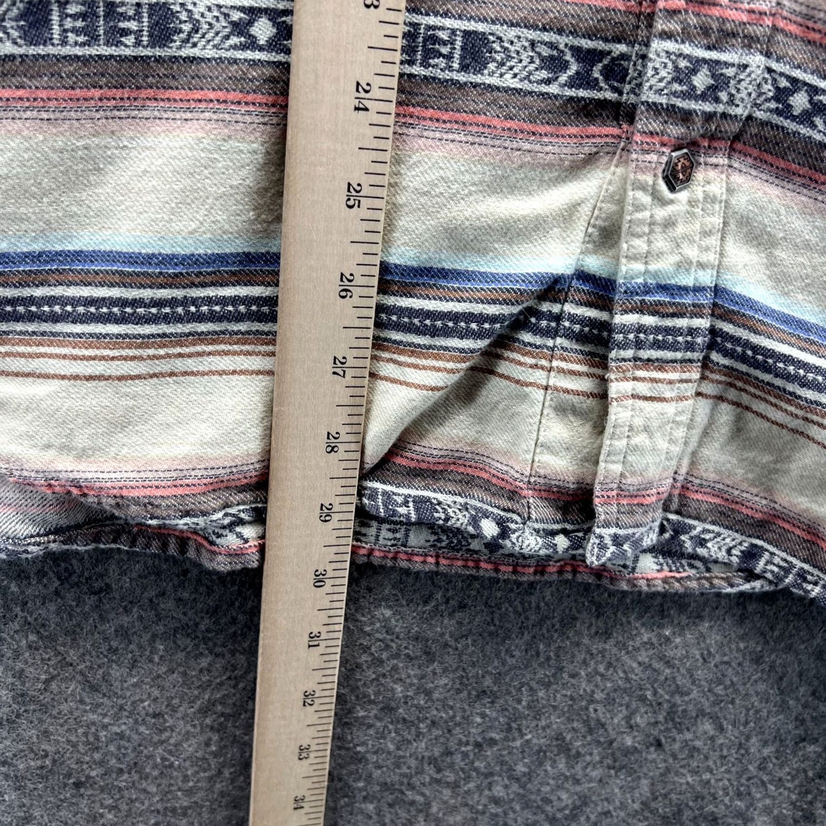 Ariat Ariat Shirt Mens Large Beige Retro Western Pearl Snap Striped Cotton Blend Aztec Size US L / EU 52-54 / 3 - 5 Thumbnail