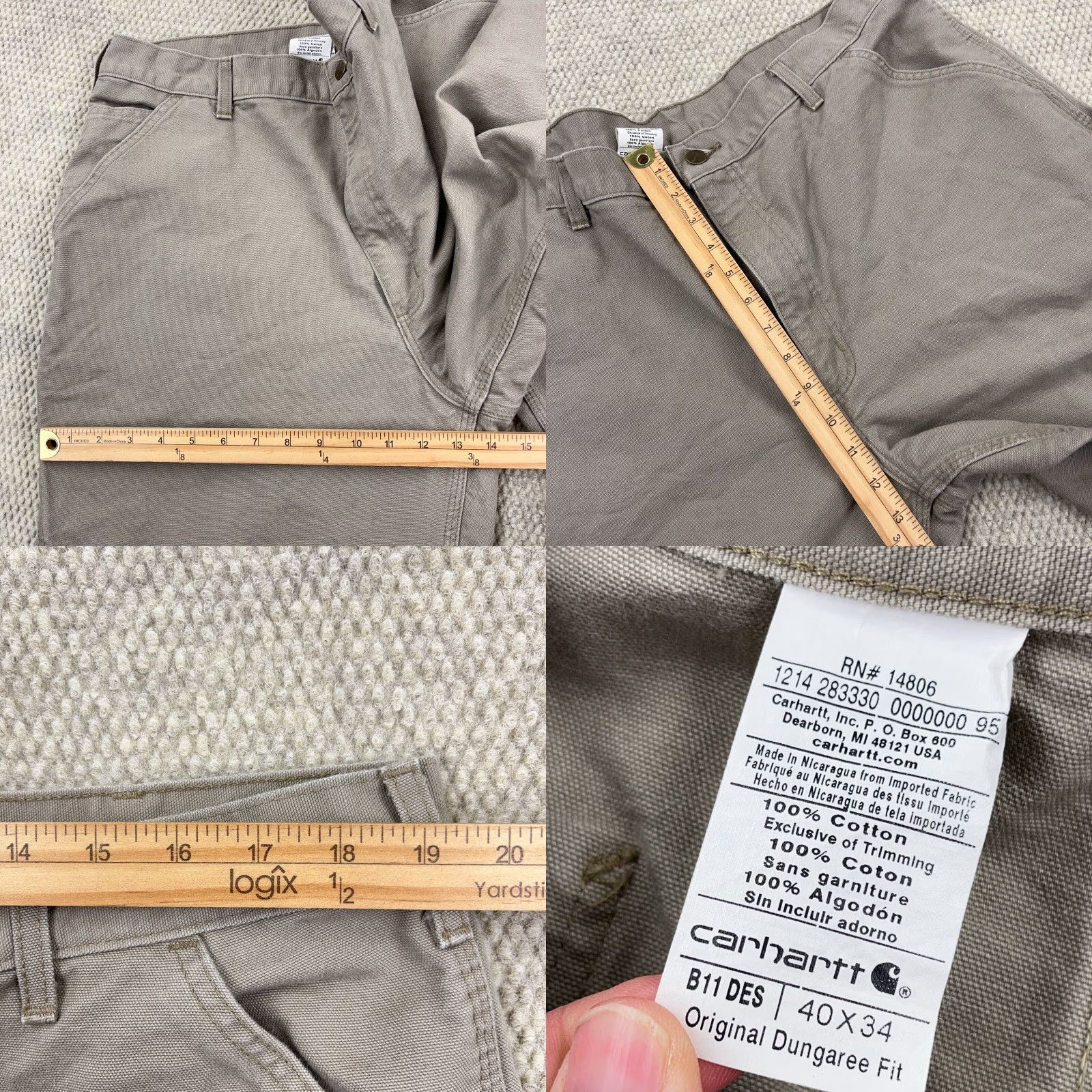 Carhartt Carhartt Pants Men 40x304 Tan Carpenter Canvas Jeans Work Wear Baggy B11 DES Size US 40 / EU 56 - 8 Thumbnail
