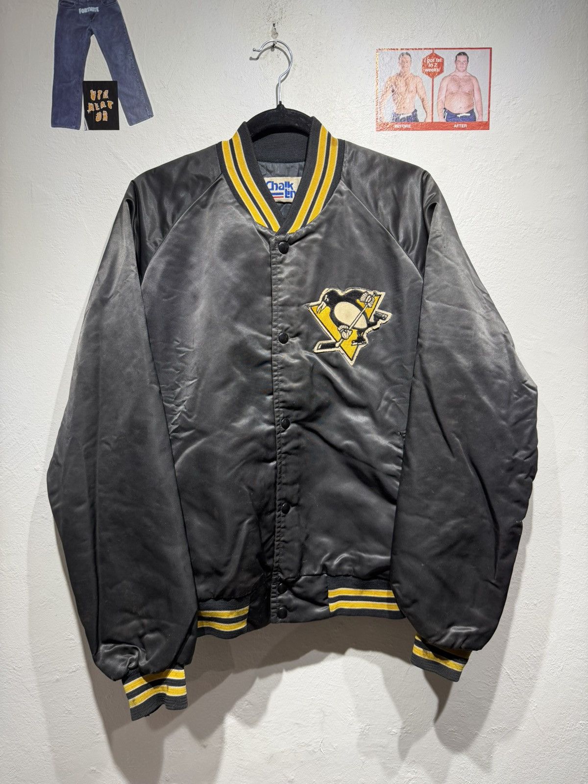 Chalk Line Vintage 90s Pittsburgh Penguins Satin Bomber Jacket Size US L / EU 52-54 / 3 - 2 Thumbnail