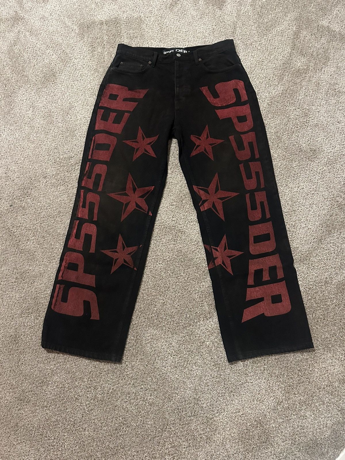 Sp5der Sp5der black denim jeans Size US 34 / EU 50 - 1 Thumbnail