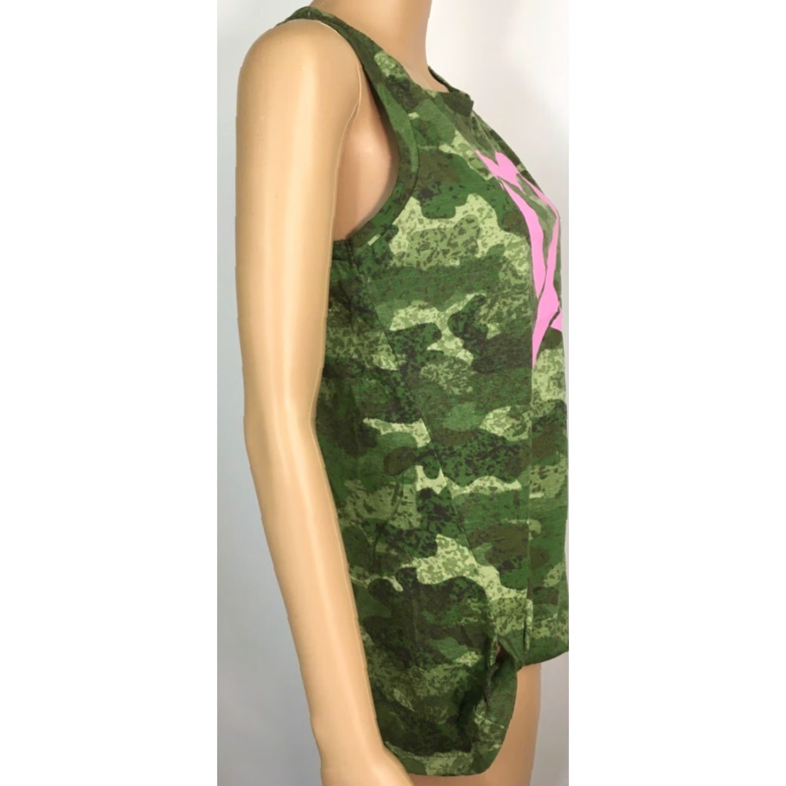 Olive Live Breathe Fight Womens Tank Top Green Camouflage Pink Ribbon Crew Neck L New Size L / US 10 / IT 46 - 5 Thumbnail