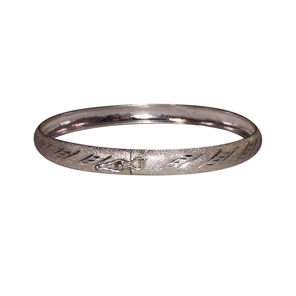 Designer Sterling Silver Diamond Etched Flexible Bangle Bracelet Size ONE SIZE - 3 Thumbnail