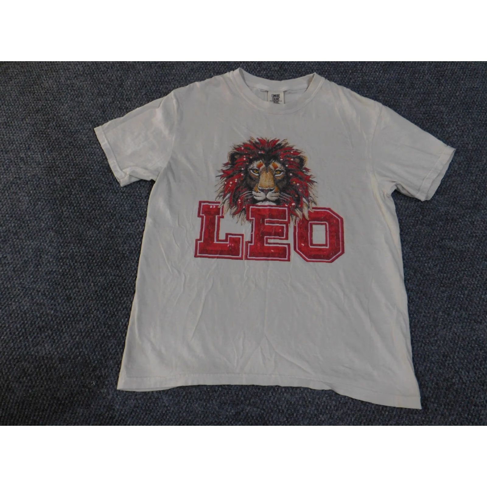 Comfort Colors Comfort Colors T-Shirt Large Mens Beige Leo Lion Zodiac Graphic Crew Neck Short Sleeve Cotton Size US L / EU 52-54 / 3 - 4 Thumbnail