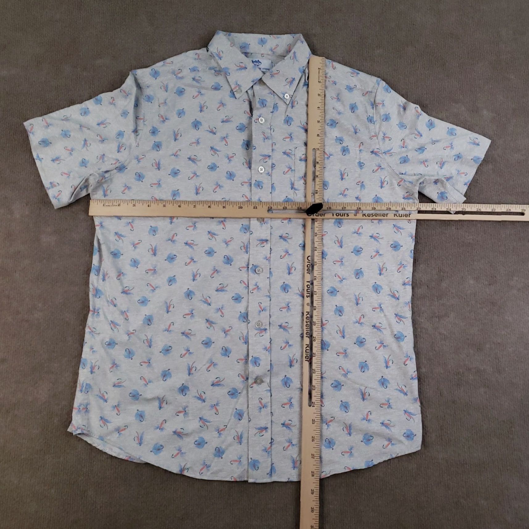 Southern Tide Southern Tide Shirt Mens Medium Gray Fly Fishing Print Stretch Button Up Casual Size US M / EU 48-50 / 2 - 2 Thumbnail