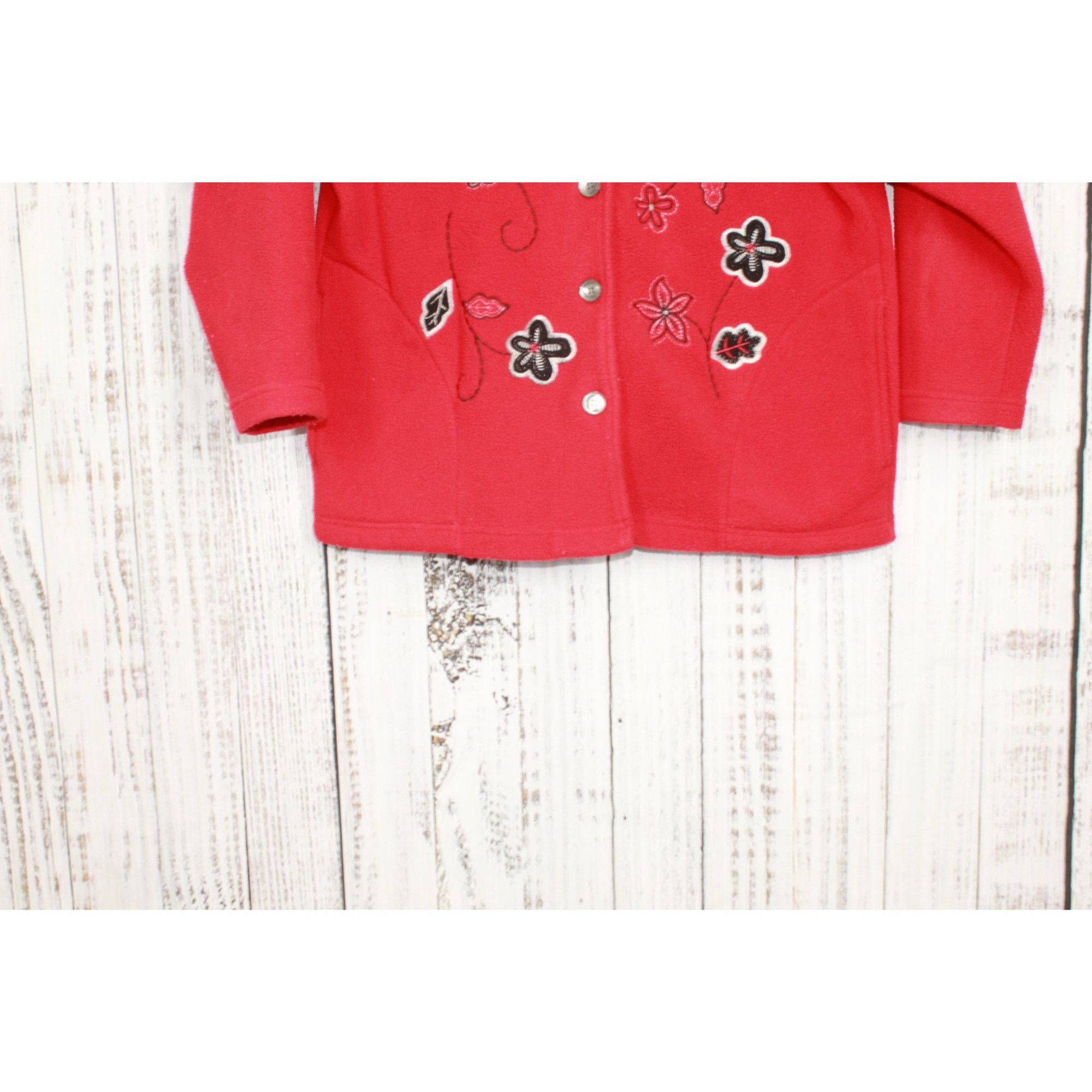Other Bon Worth Floral Embroidered Fleece Sweater Women’s XSP Size XS / US 0-2 / IT 36-38 - 8 Thumbnail