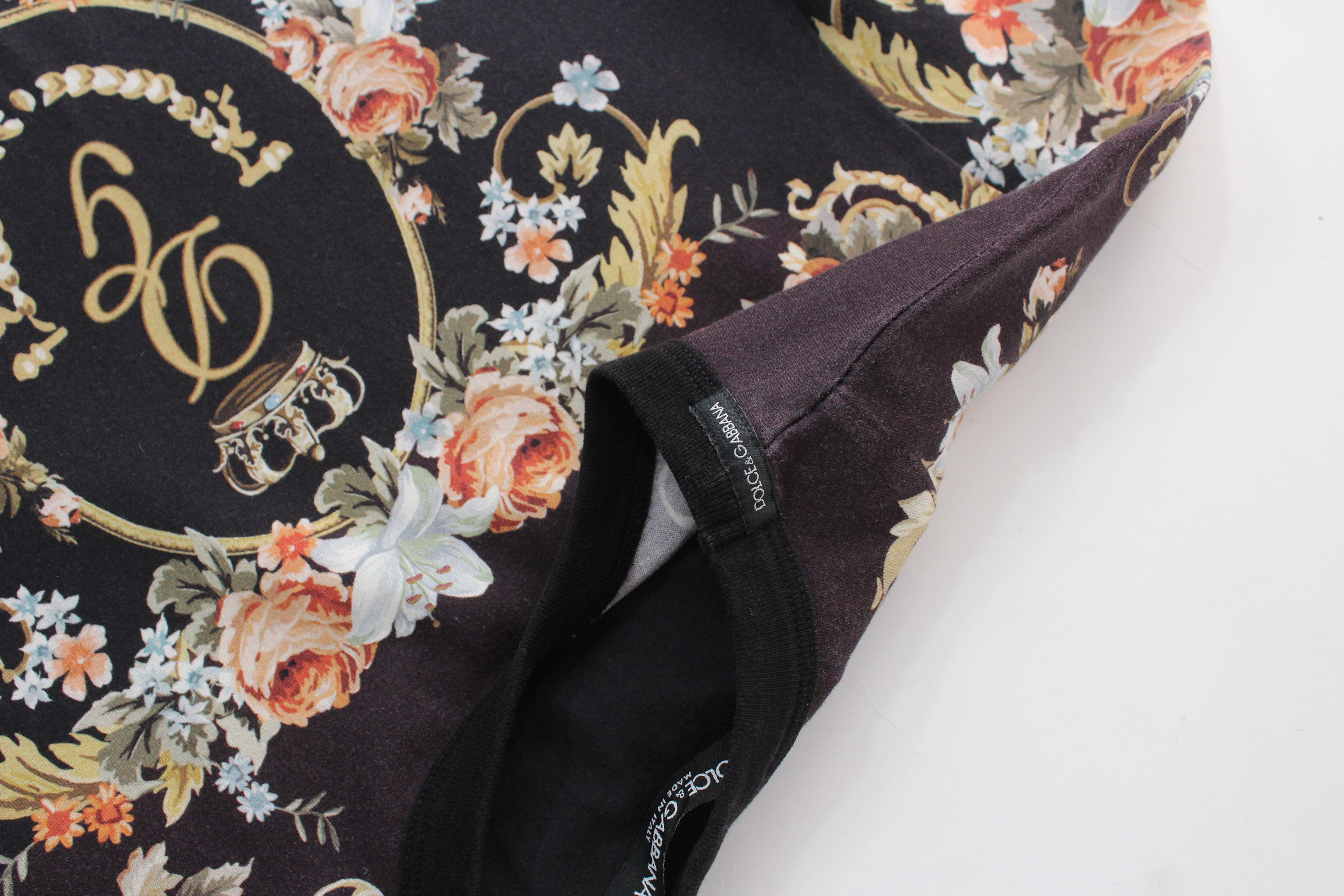 Dolce & Gabbana Dolce & Gabbana Baroque Floral Crown Logo Tee Black Size 44 Size US S / EU 44-46 / 1 - 10 Thumbnail