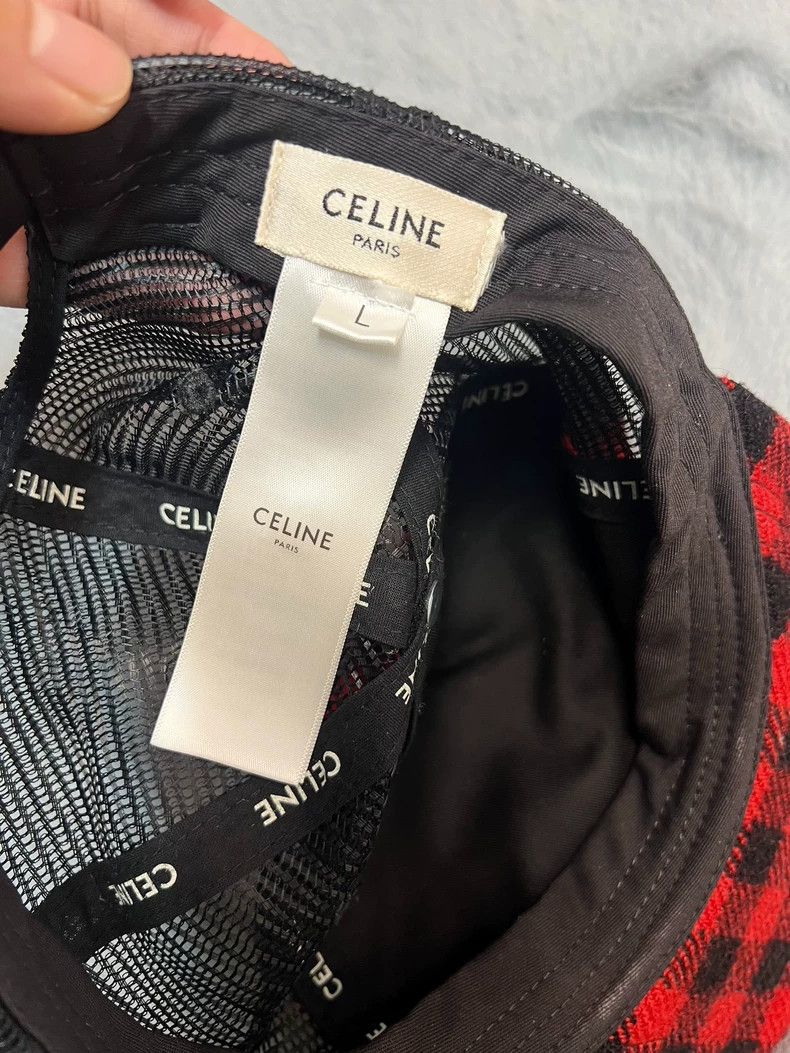 Celine Celine 23 Spring/Summer Big C logo Red Plaid Wool Baseball Size ONE SIZE - 3 Thumbnail