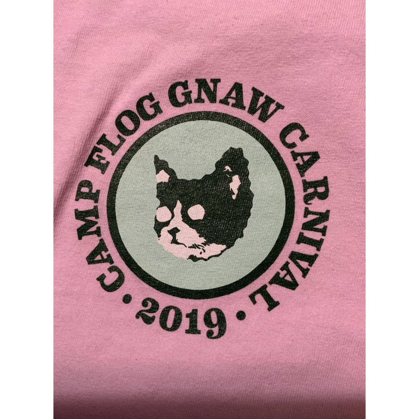 Golf Wang VINTAGE Camp Flog Gnaw Carnival Golf Wang 2019 Concert Lineup Pink Graphic T-Shirt Mens L Size Pink Graphic T-Shirt Concert 2019 Mens L Size US L / EU 52-54 / 3 - 6 Thumbnail
