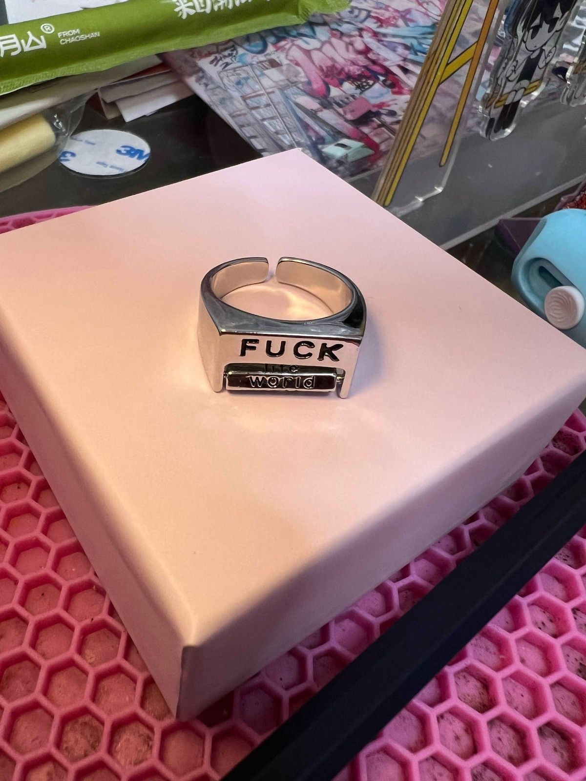 Other Silver ring with a roll of random text to heal your emotion Size ONE SIZE - 2 Thumbnail