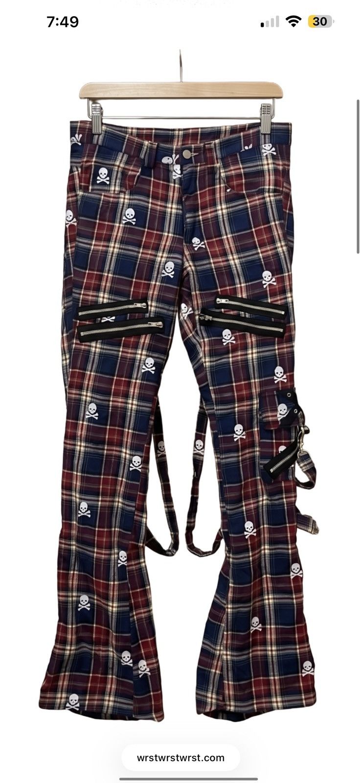 Undercover Wrstwrstwrst skull plaid bondage flared pants Size US 32 / EU 48 - 1 Thumbnail