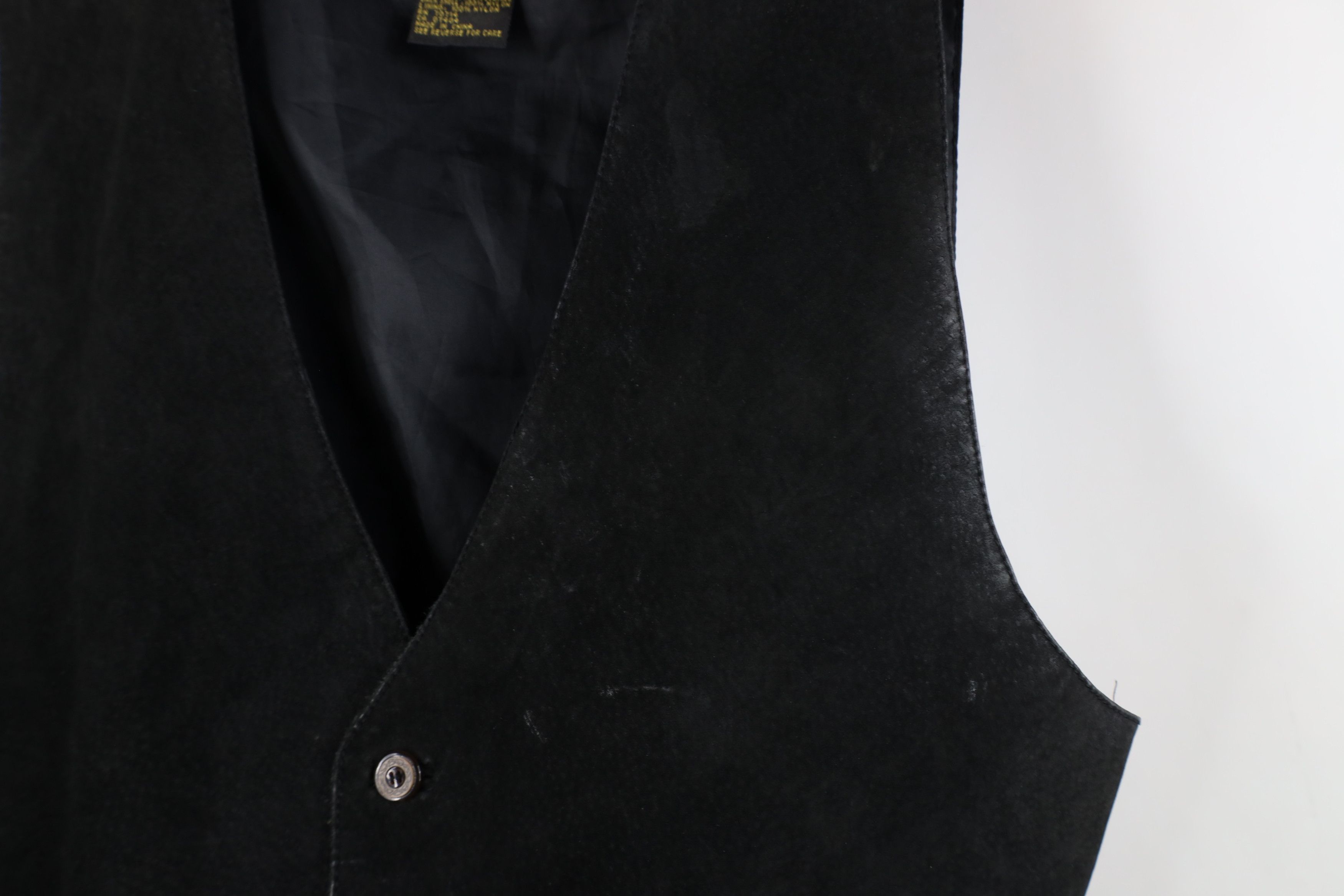 Vintage Vintage 90s Streetwear Suede Leather Vest Jacket Black Size US XL / EU 56 / 4 - 4 Thumbnail