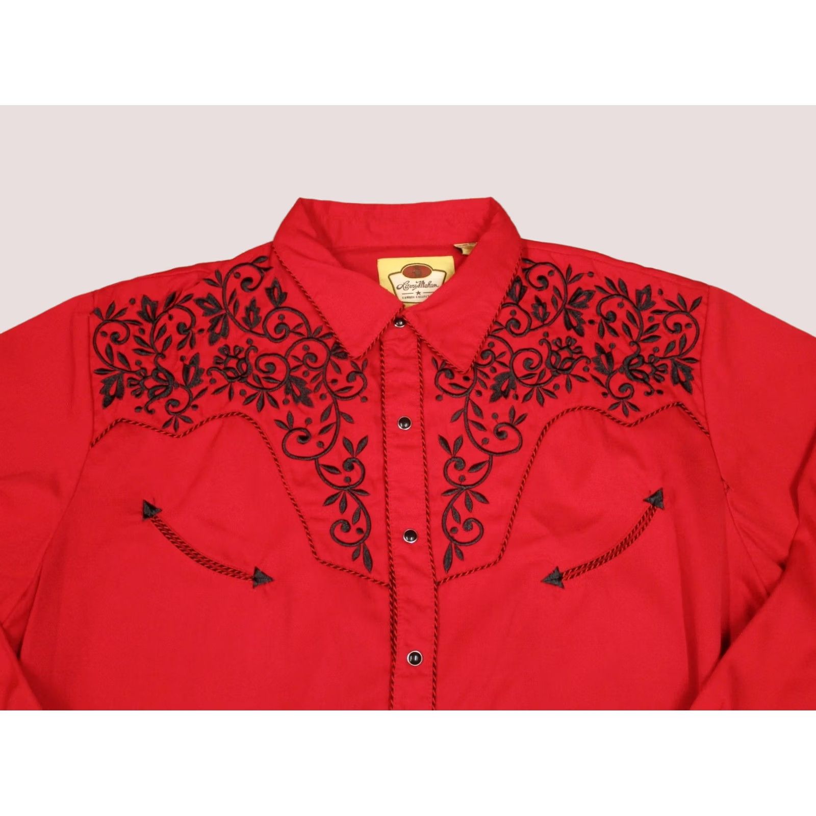 Vintage Larry Mahan Shirt Mens 2XL Red Western Pearl Snap Embroidered Smile Pocket Button-Up Casual Cowboy Western Mens Size US XXL / EU 58 / 5 - 1 Thumbnail