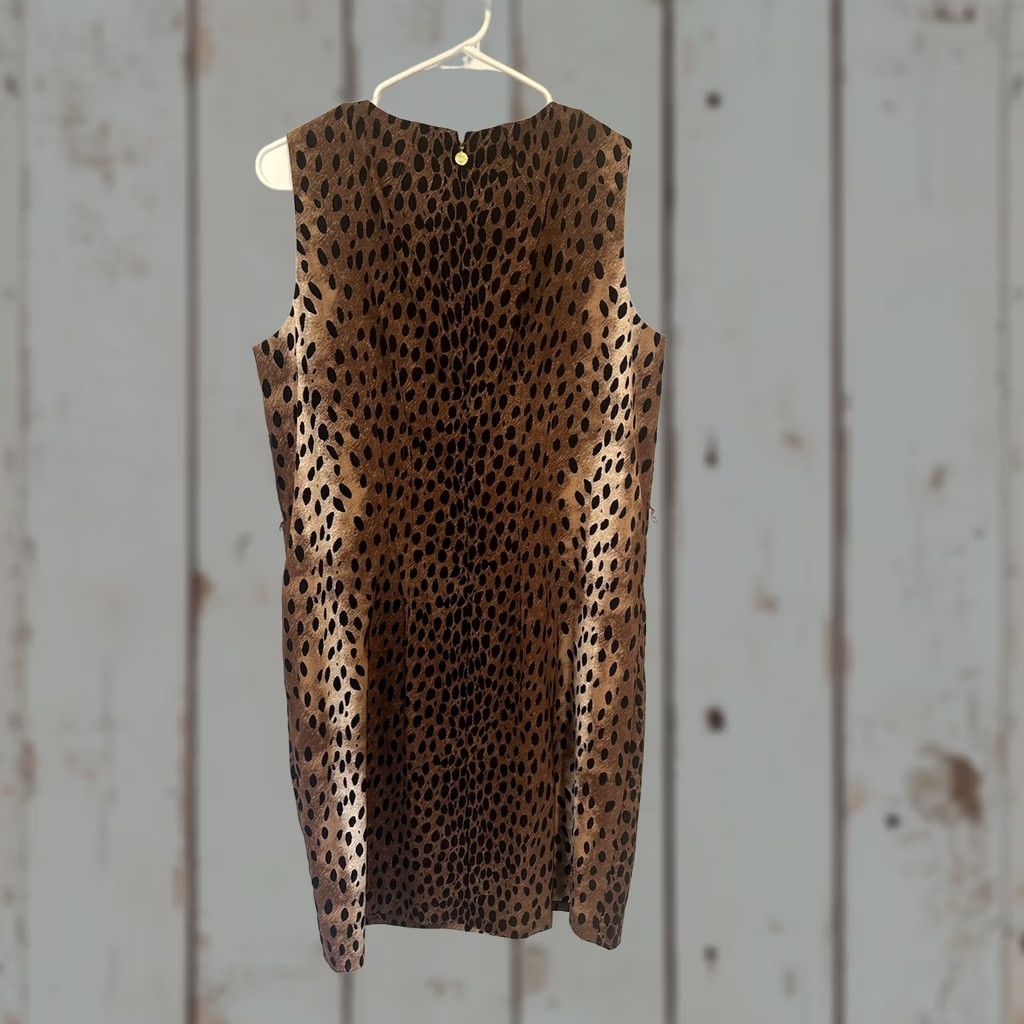 Michael Kors Michael Kors Leopard Animal Print Sleeveless Sheath Midi Dress 14 Multicolor Womens Size XL / US 12-14 / IT 48-50 - 1 Thumbnail