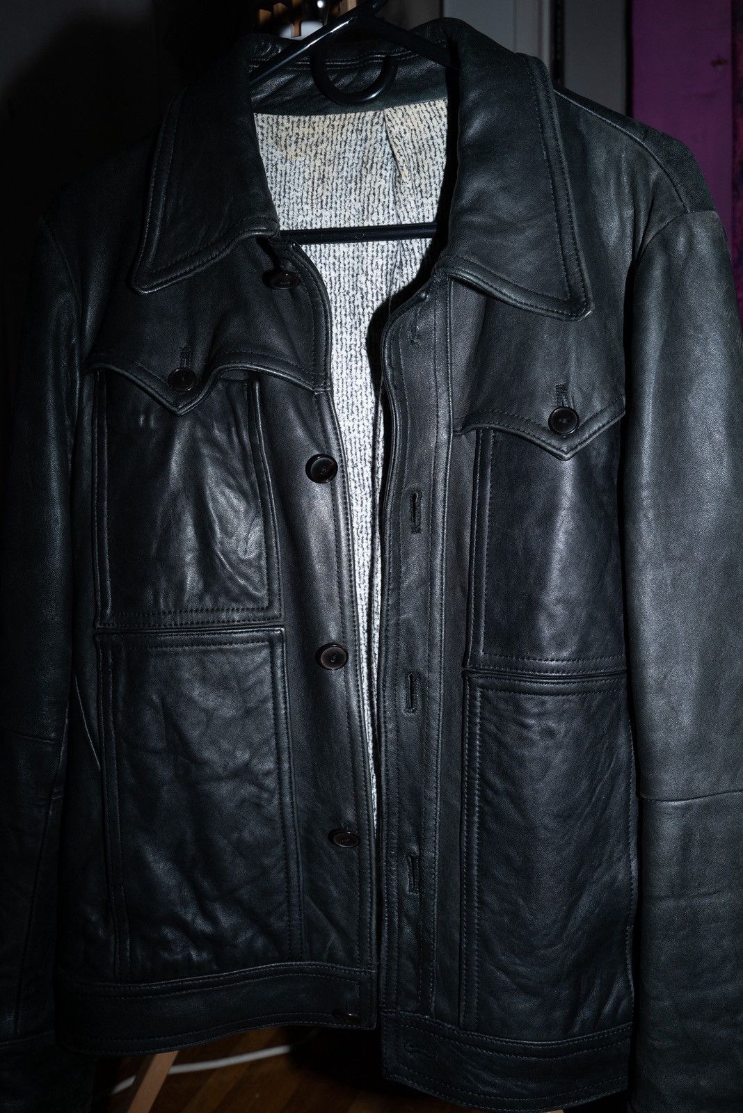 Number (N)ine (N)umber Nine AW07 "Love, God, Murder" Leather Chore Jacket Size US S / EU 44-46 / 1 - 3 Thumbnail