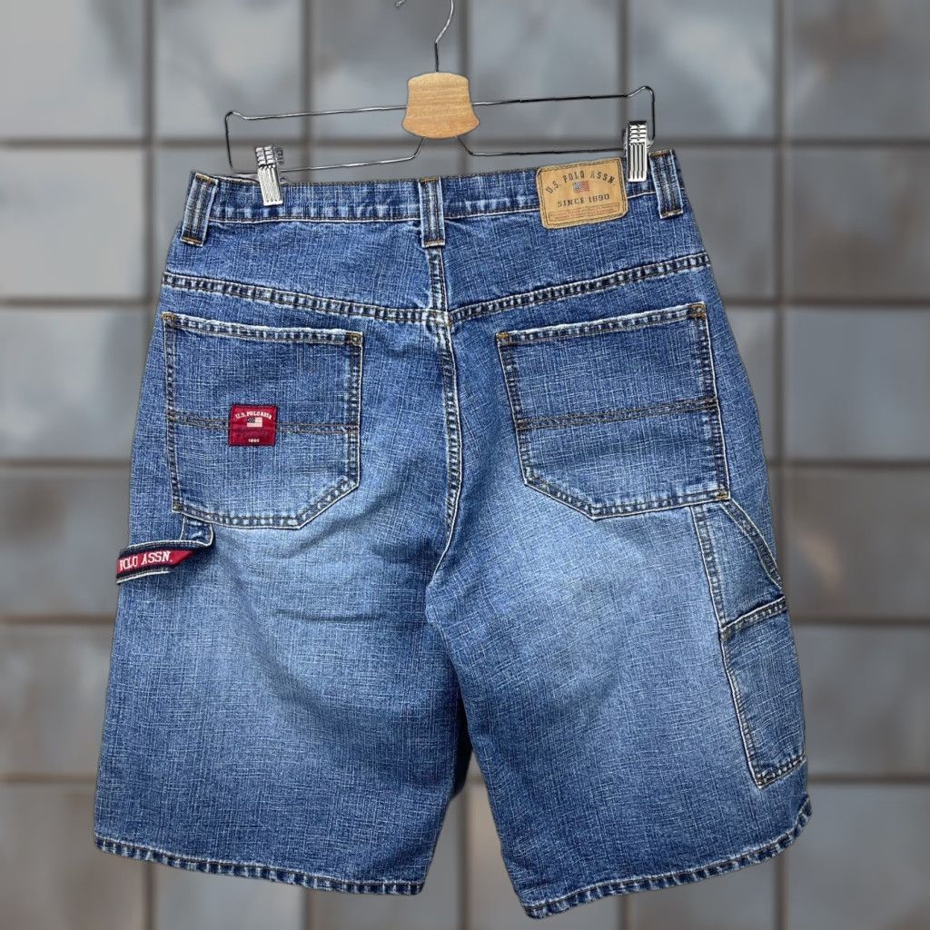 VINTAGE US Polo Assn. Jorts Denim Shorts 34 Men Blue Baggy Carpenter 34 USPA 90s?