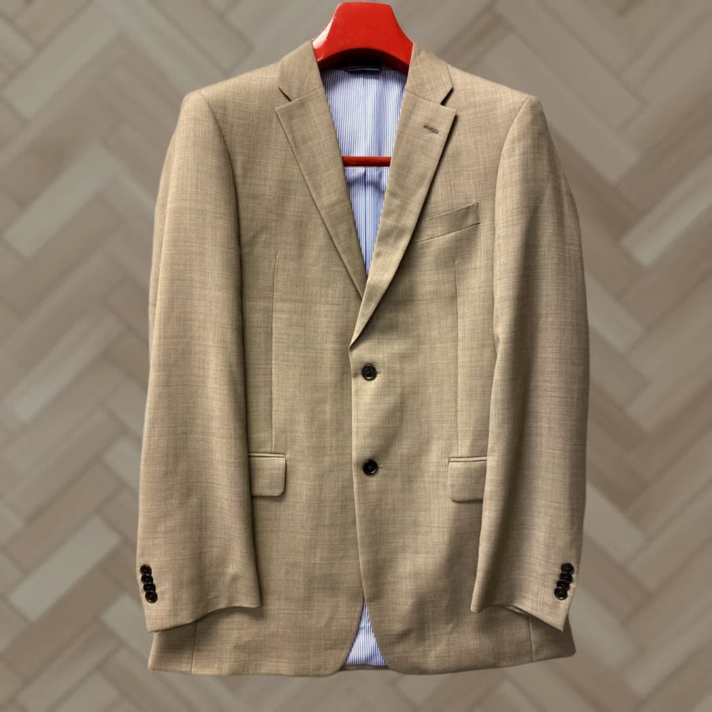 Tommy Hilfiger Tommy Hilfiger Blazer Mens 42R Tan Wool 2-Button Notch Lapel Pockets Solid Wool 2-Button Notch Lapel Tuxedo Inner Pockets 42R Mens Tan Blazer Size 42R - 1 Thumbnail