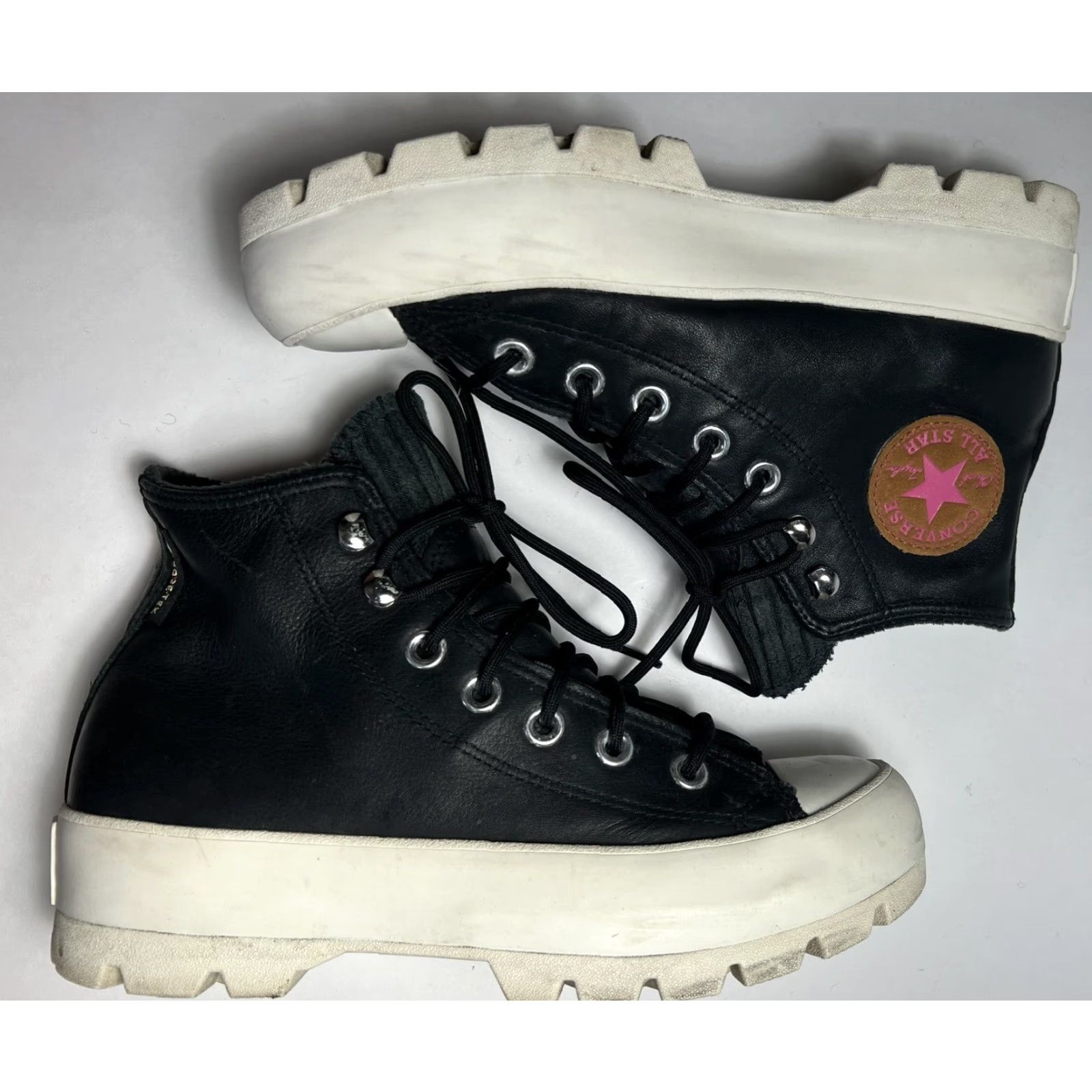 Converse VINTAGE CONVERSE Chuck Taylor Sneaker Women 6.5 Pink Black Gore-Tex Lugged Winter Hi-Sneakers Womens 6.5 Sneaker Size US 7 / IT 37 - 4 Thumbnail