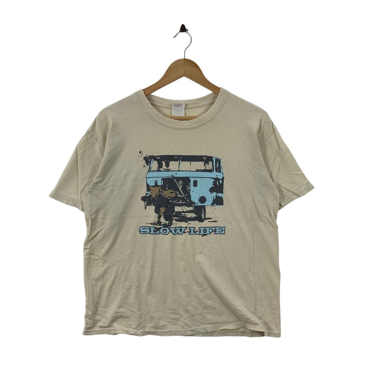 Vintage Vintage THE SLOW LIFE Modern Streetwear Thrashed Tee Shirt Size US M / EU 48-50 / 2 - 4 Thumbnail