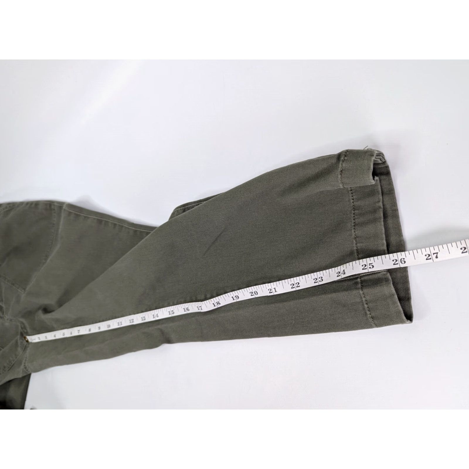 Vintage LL Bean Favorite Fit Women's 12 Green Cropped Pants High Rise Cotton Blend Capris Straight Pockets Casual Workwear Size 34" / US 12 / IT 48 - 6 Thumbnail