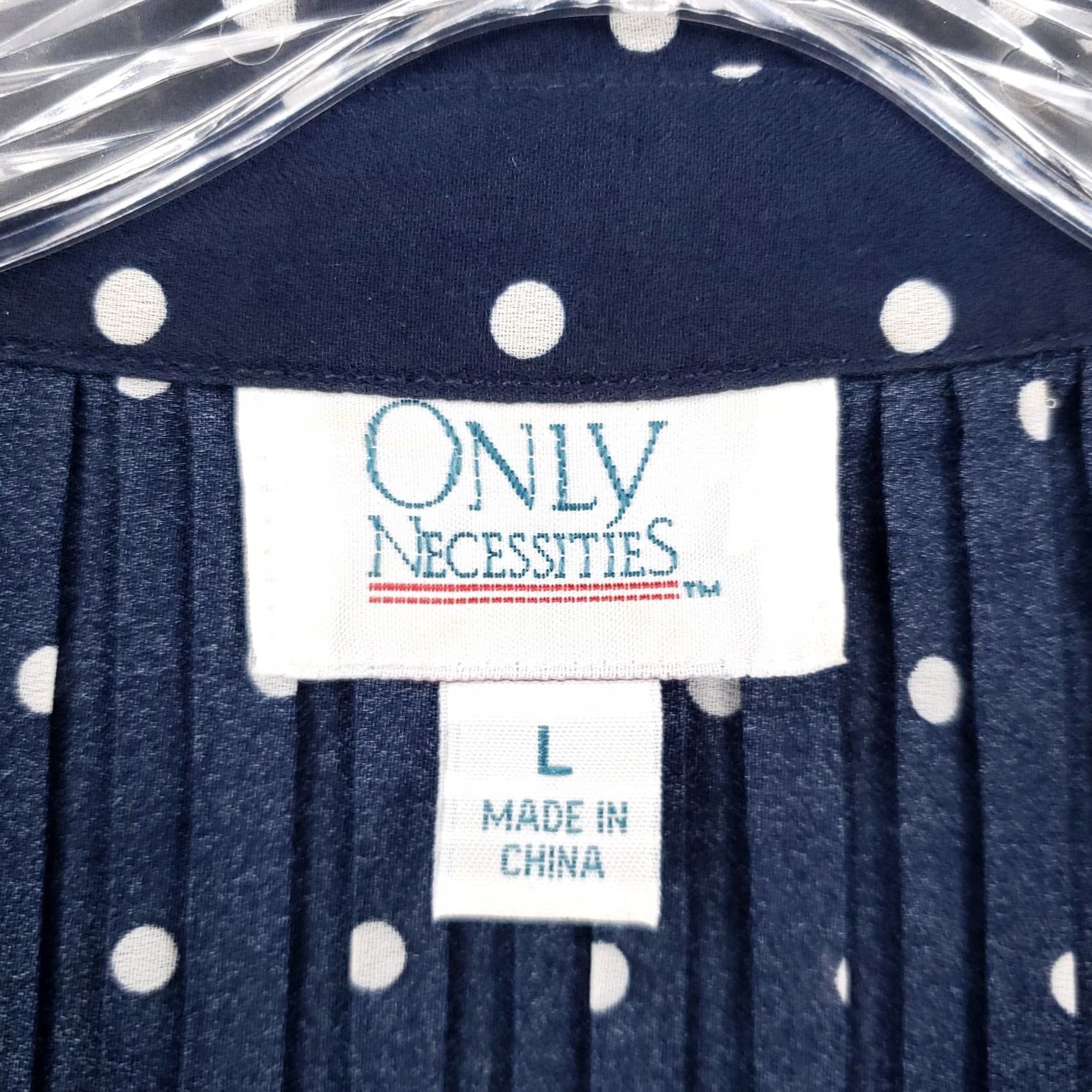Vintage Only Necessities Women L Large Blue Tunic Polka Dot Button Up Pleated Blouse Size L / US 10 / IT 46 - 3 Thumbnail