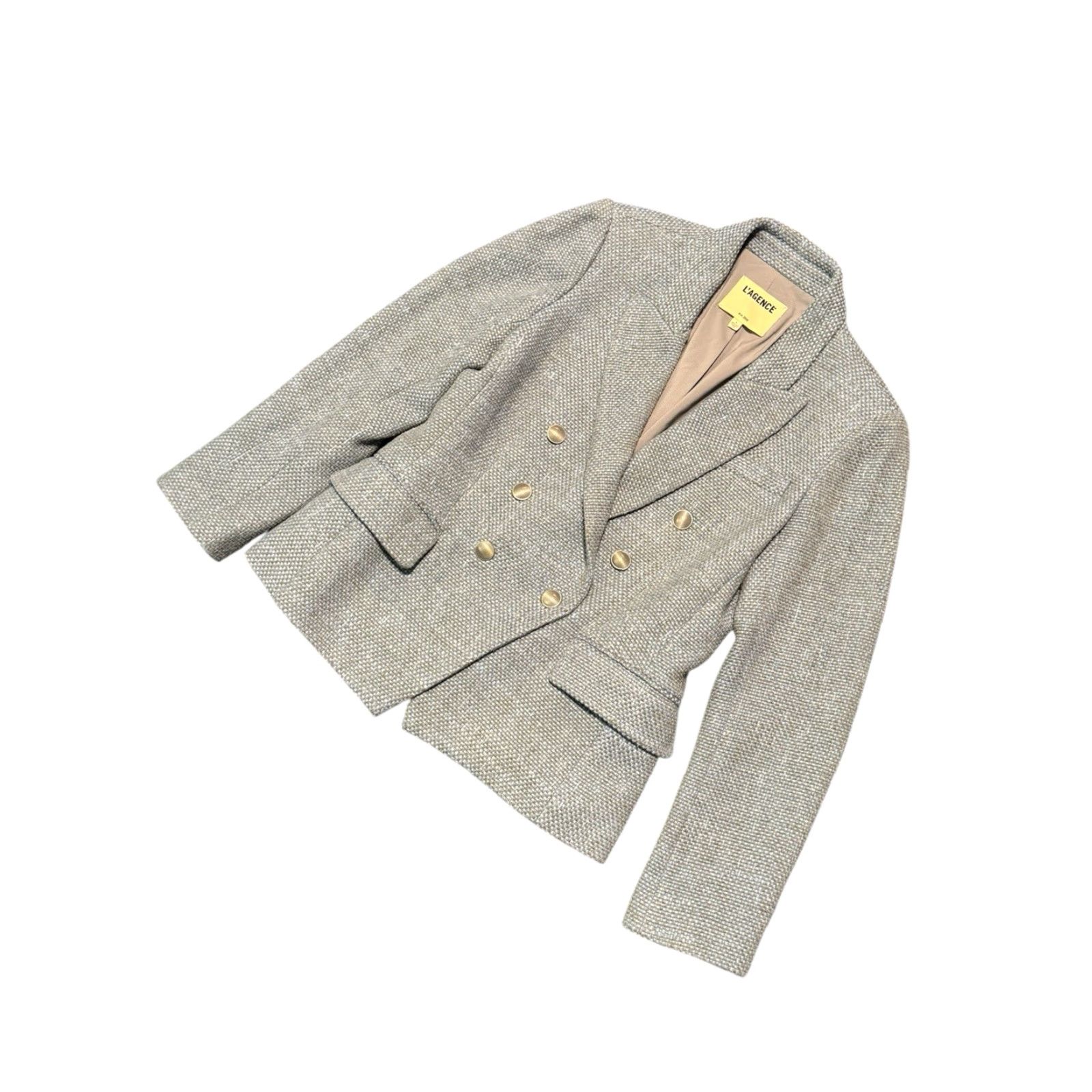 VINTAGE L'AGENCE Kenzie Double-Breasted Tweed Blazer Blue Size 8 Women Blazer Regular Size (Blue)
