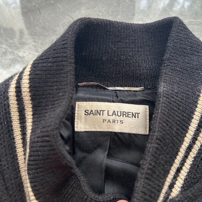 Saint Laurent 13FW Black White Varsity Jacket-