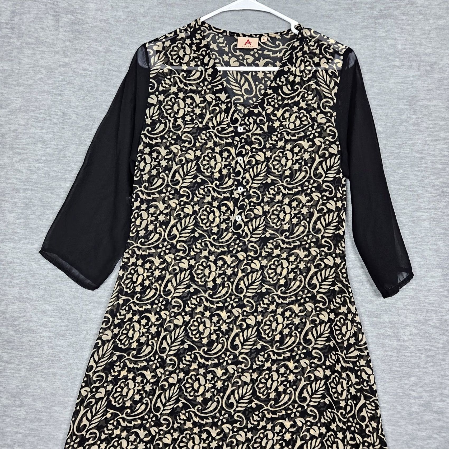 Vintage ATEESA Women's Hanky Hem Long Sleeve Floral Printed Dress Sz M Size M / US 6-8 / IT 42-44 - 5 Thumbnail