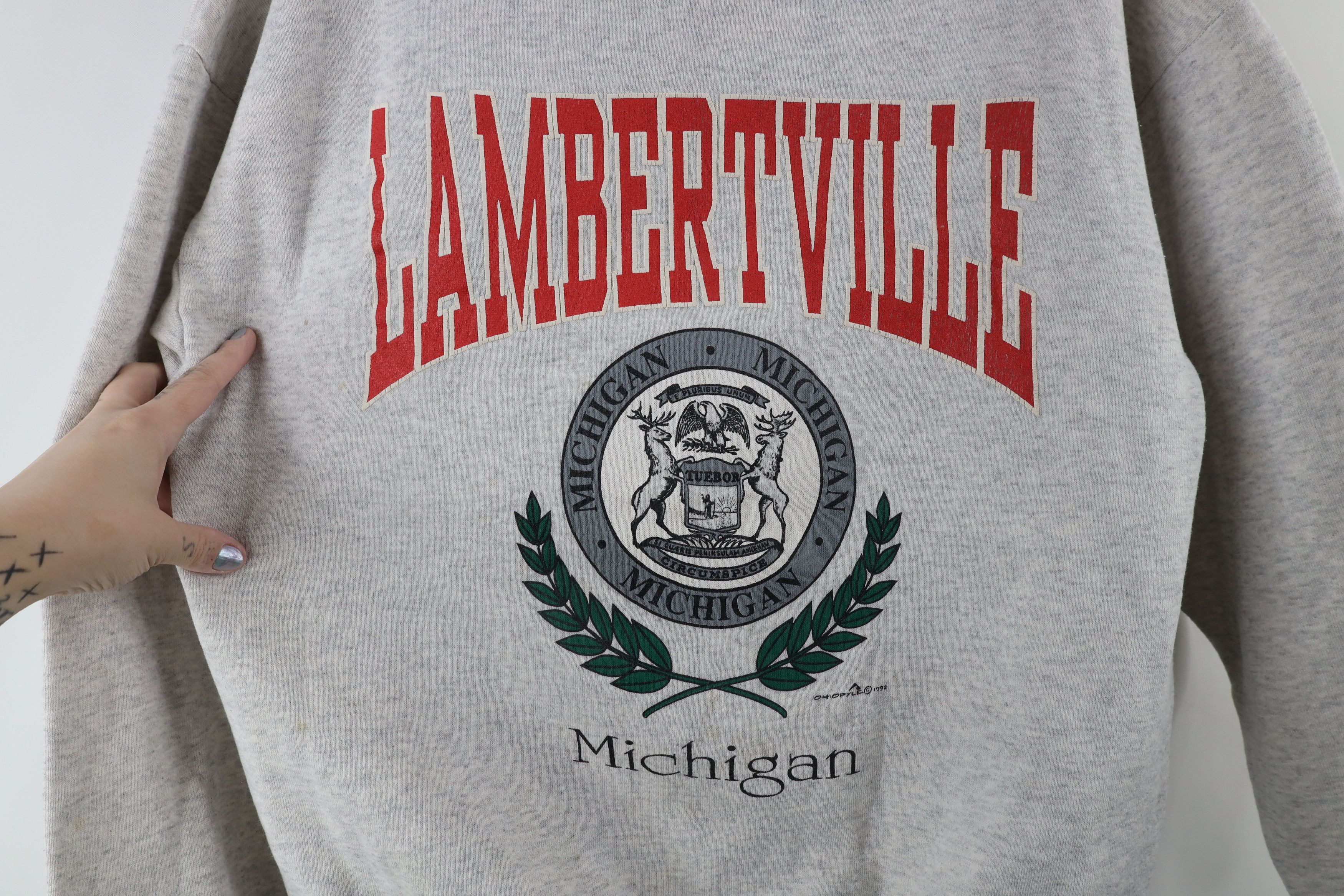 Vintage Vintage 90s Spell Out Lambertville Michigan Hoodie USA Size US L / EU 52-54 / 3 - 4 Thumbnail