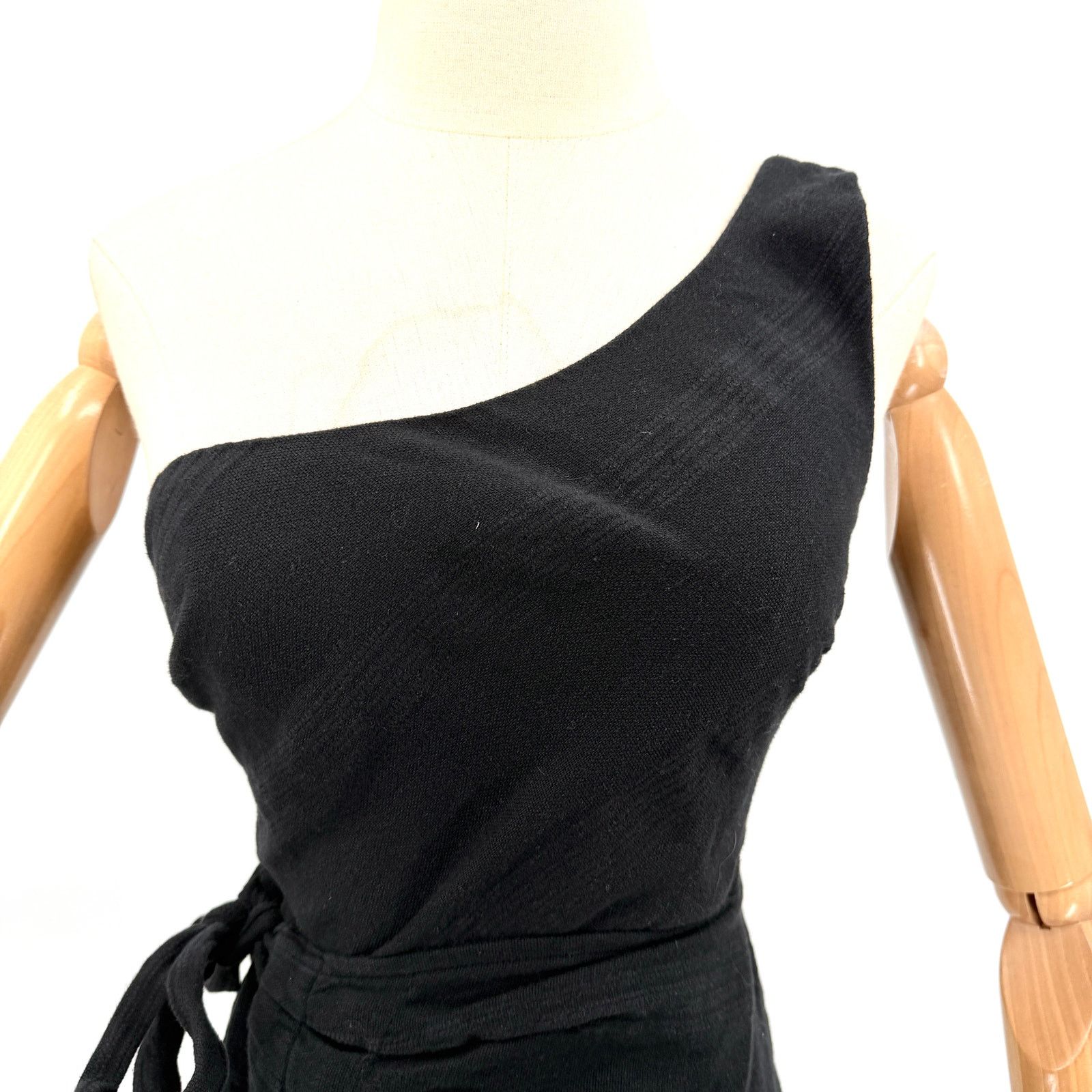 Free People NEW 100% Cotton Asymmetrical One-Shoulder Wrap Midi Dress Size XS / US 0-2 / IT 36-38 - 2 Thumbnail