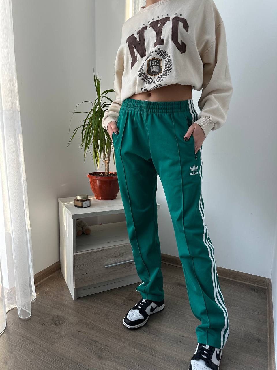 Adidas × Vintage Vintage Adidas Wide Y2K Sportswear Green Pants Size 27" / US 4 / IT 40 - 3 Thumbnail