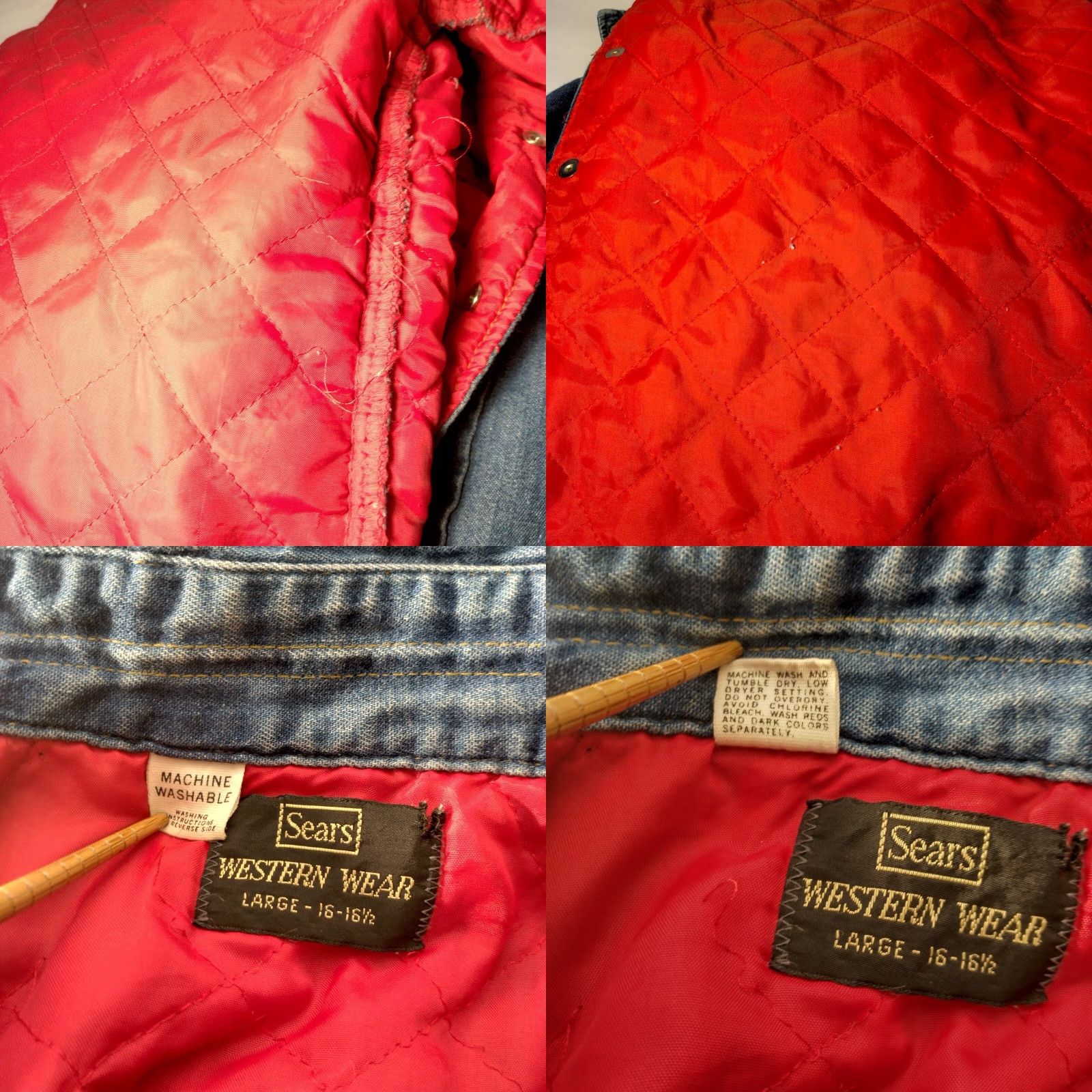 Sears VINTAGE Sears Western Wear Shirt L Blue Chambray Pearl Snap Quilted Shacket Mens Size US L / EU 52-54 / 3 - 9 Thumbnail