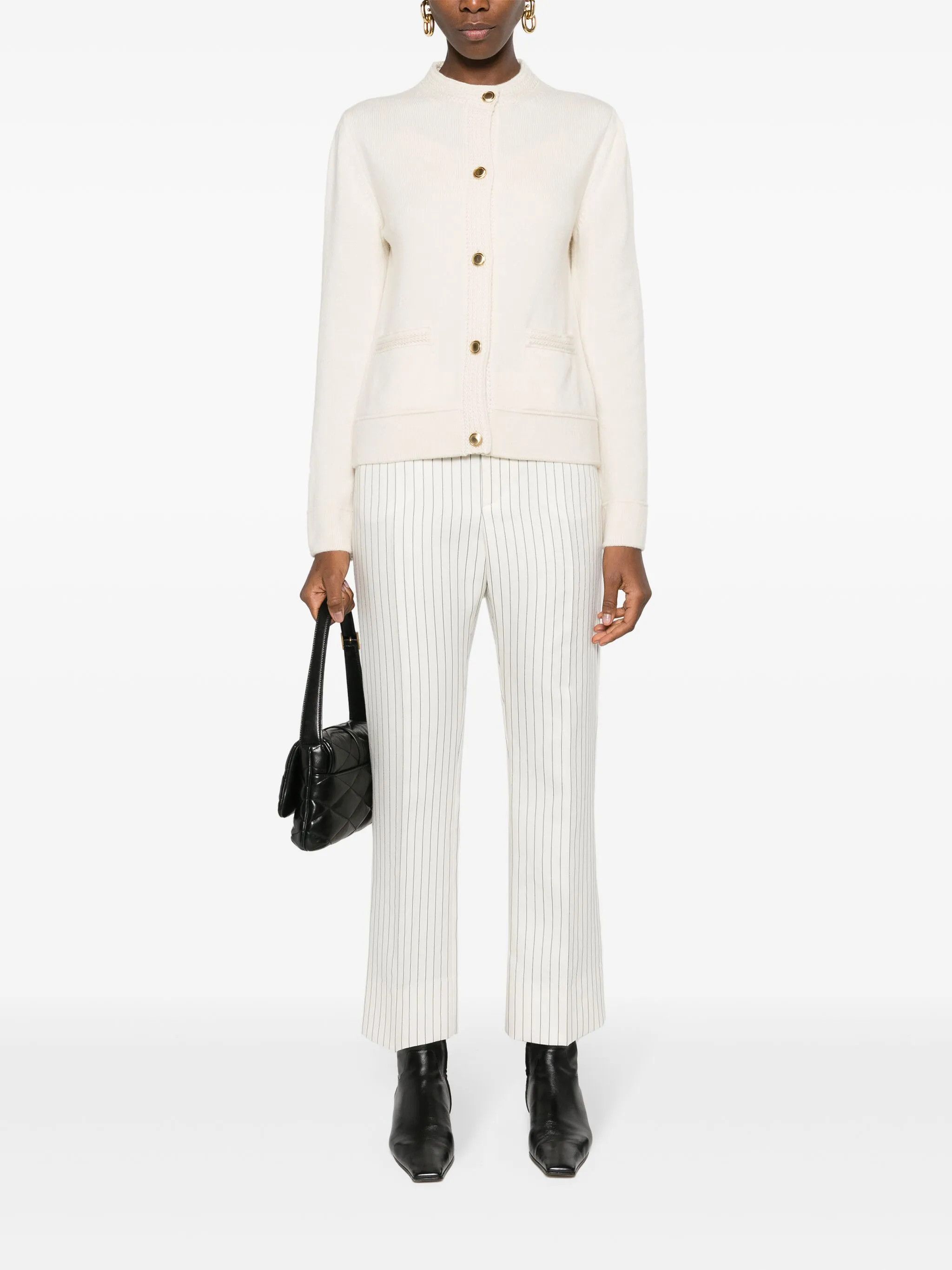 Tom Ford o1w1db10525 PAW558 Straight-leg Striped Pant in Ecru & Black Size 28" / US 6 / IT 42 - 2 Thumbnail